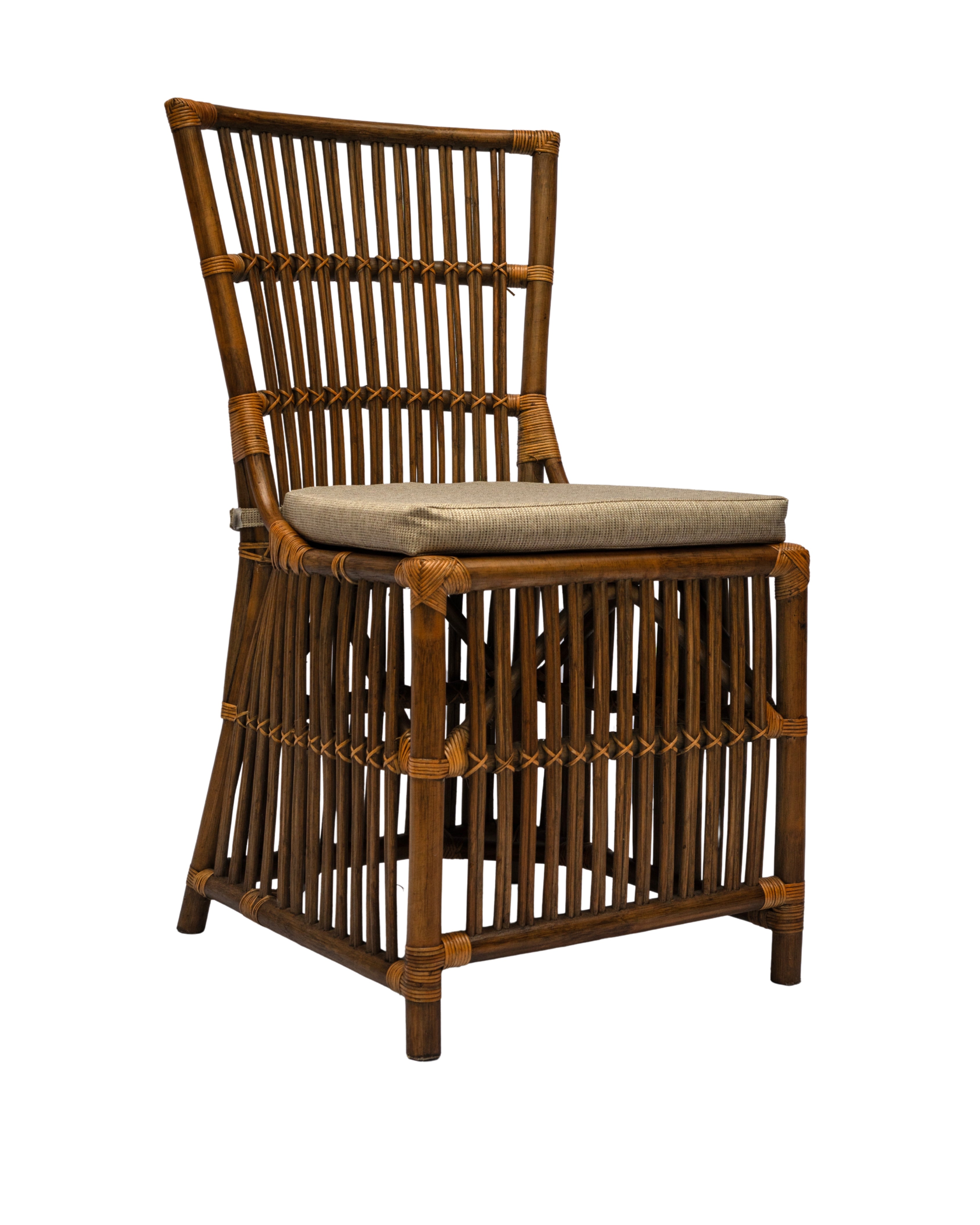 CR Roma Natural Rattan Fabric Seat Dining Chair