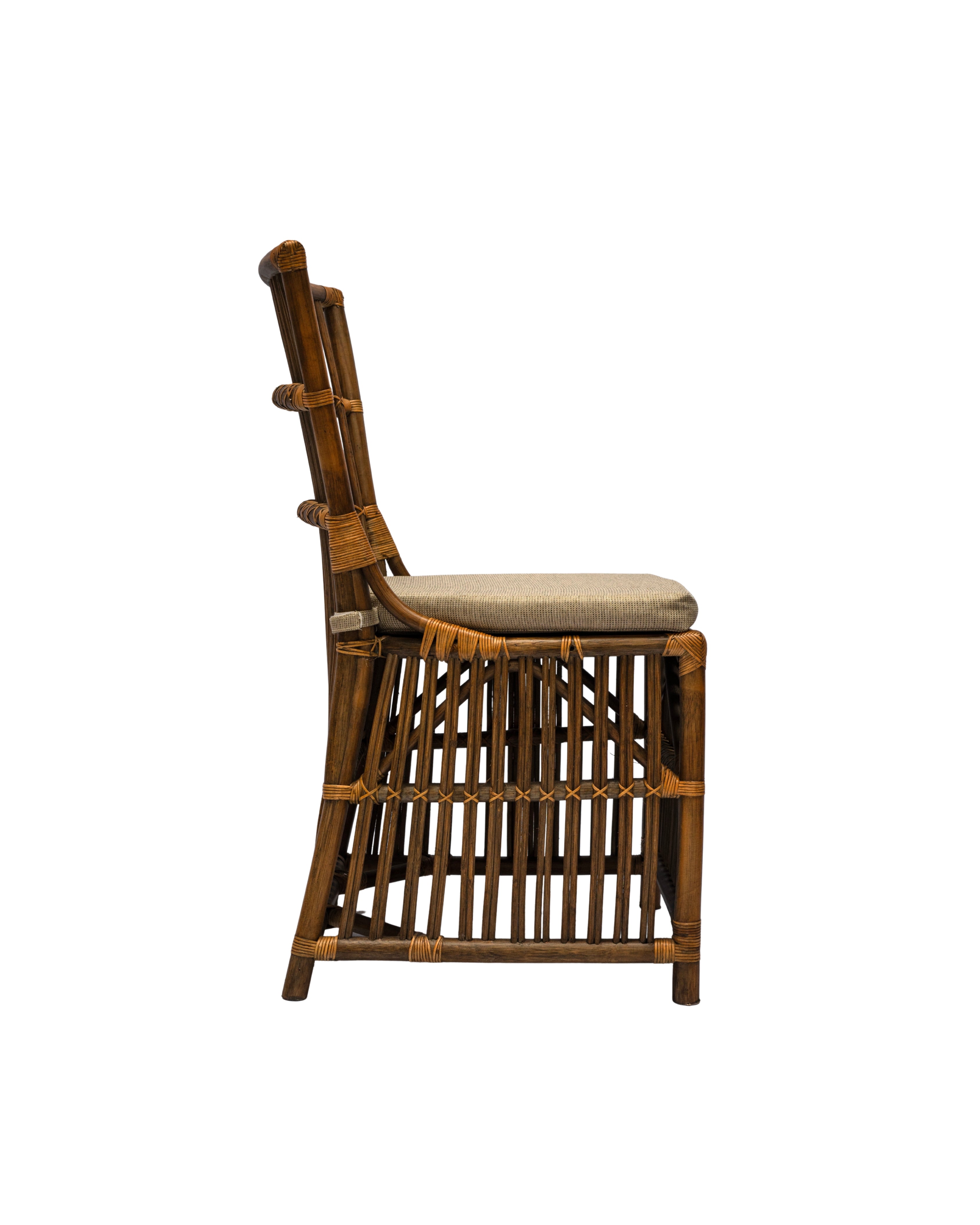 CR Roma Natural Rattan Fabric Seat Dining Chair
