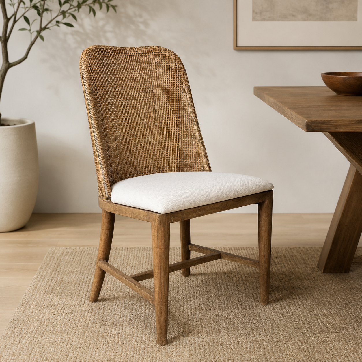 CR Tampa Timber Framed Rattan Dining Chair