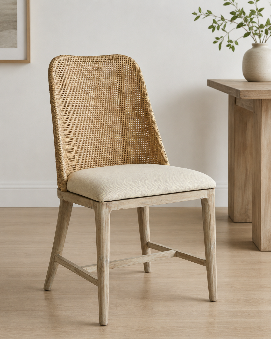CR Tampa Timber Framed Rattan Dining Chair