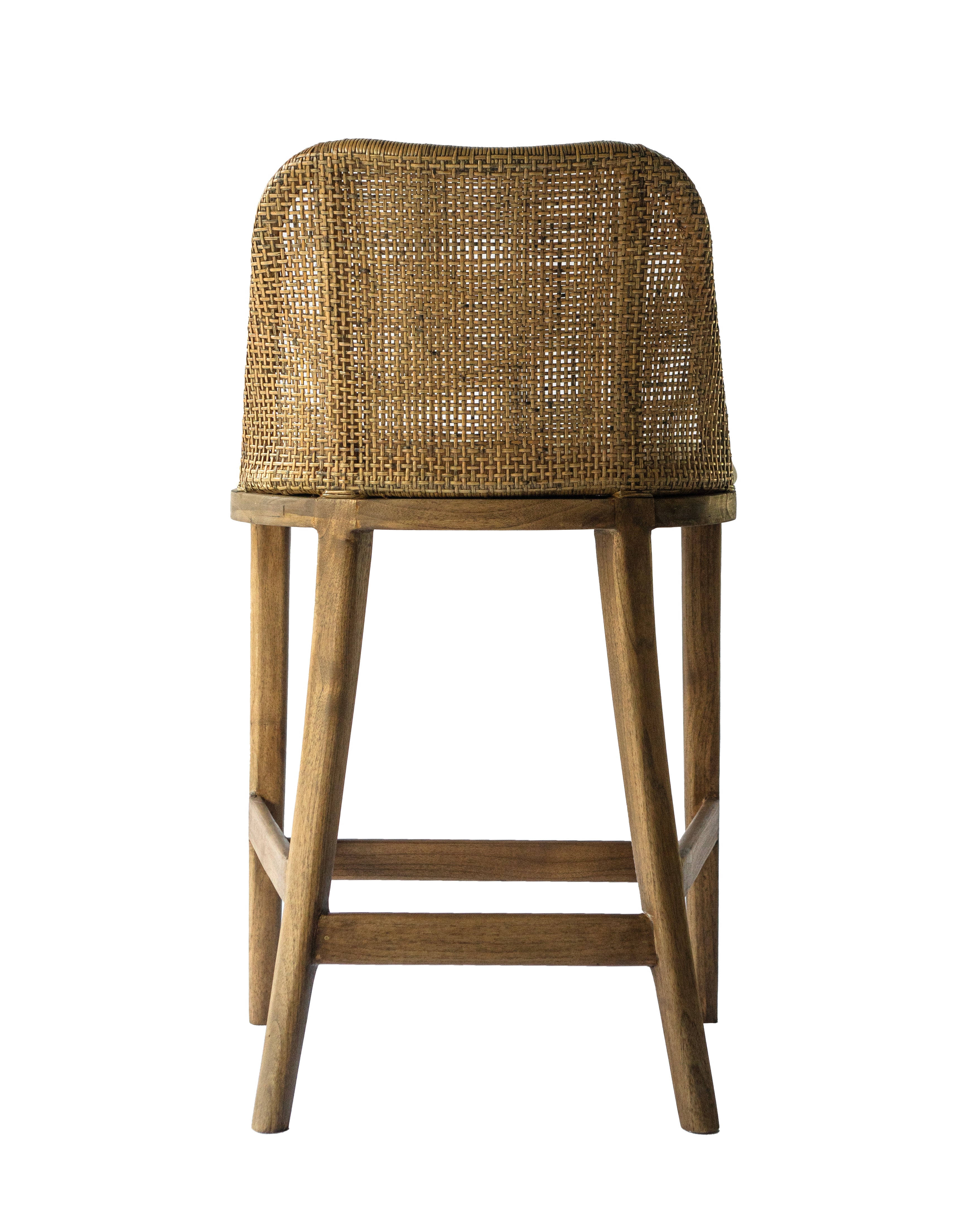 CR Tampa Timber Framed Rattan Back Fabric Seat Counter Stool