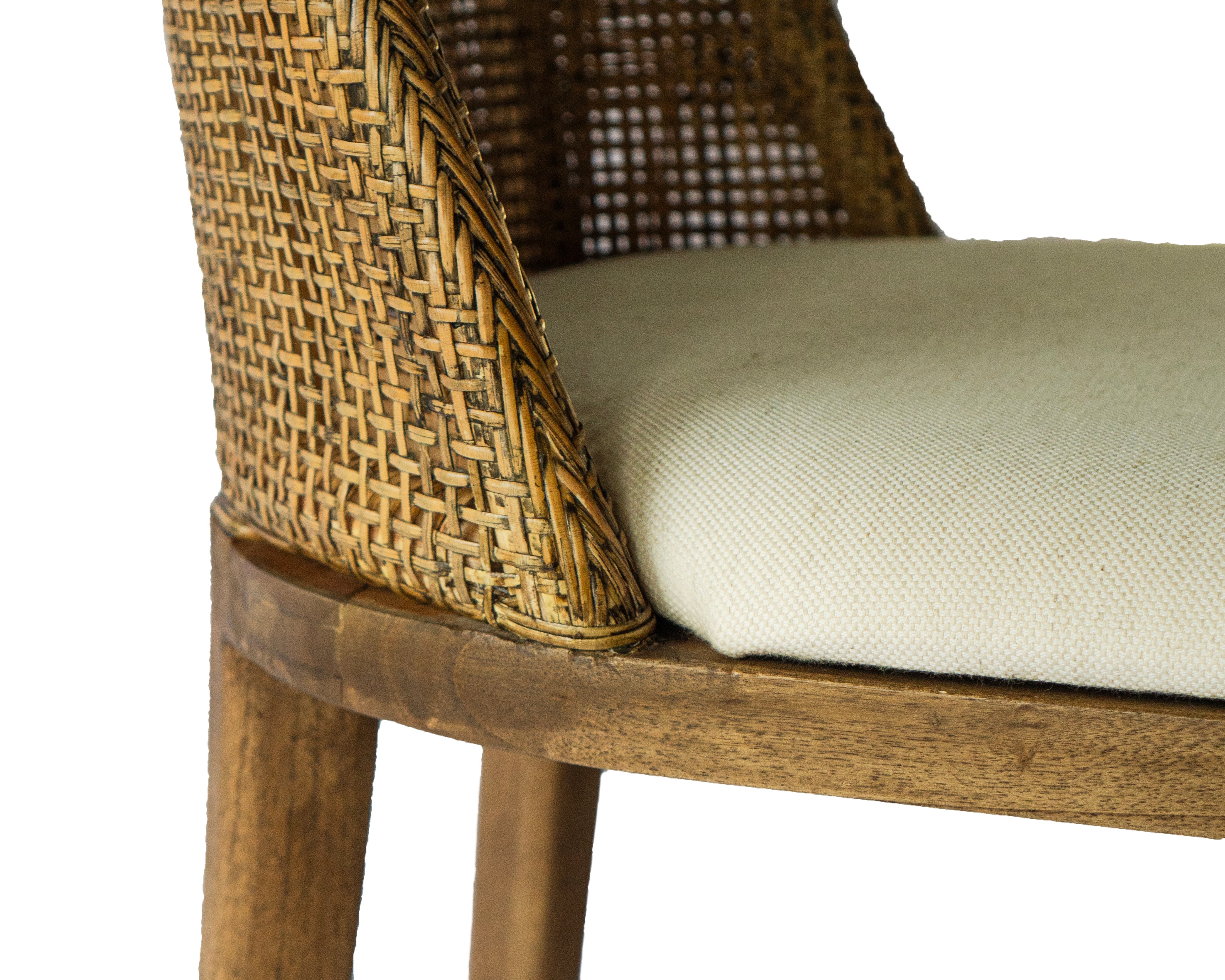 CR Tampa Timber Framed Rattan Back Fabric Seat Counter Stool