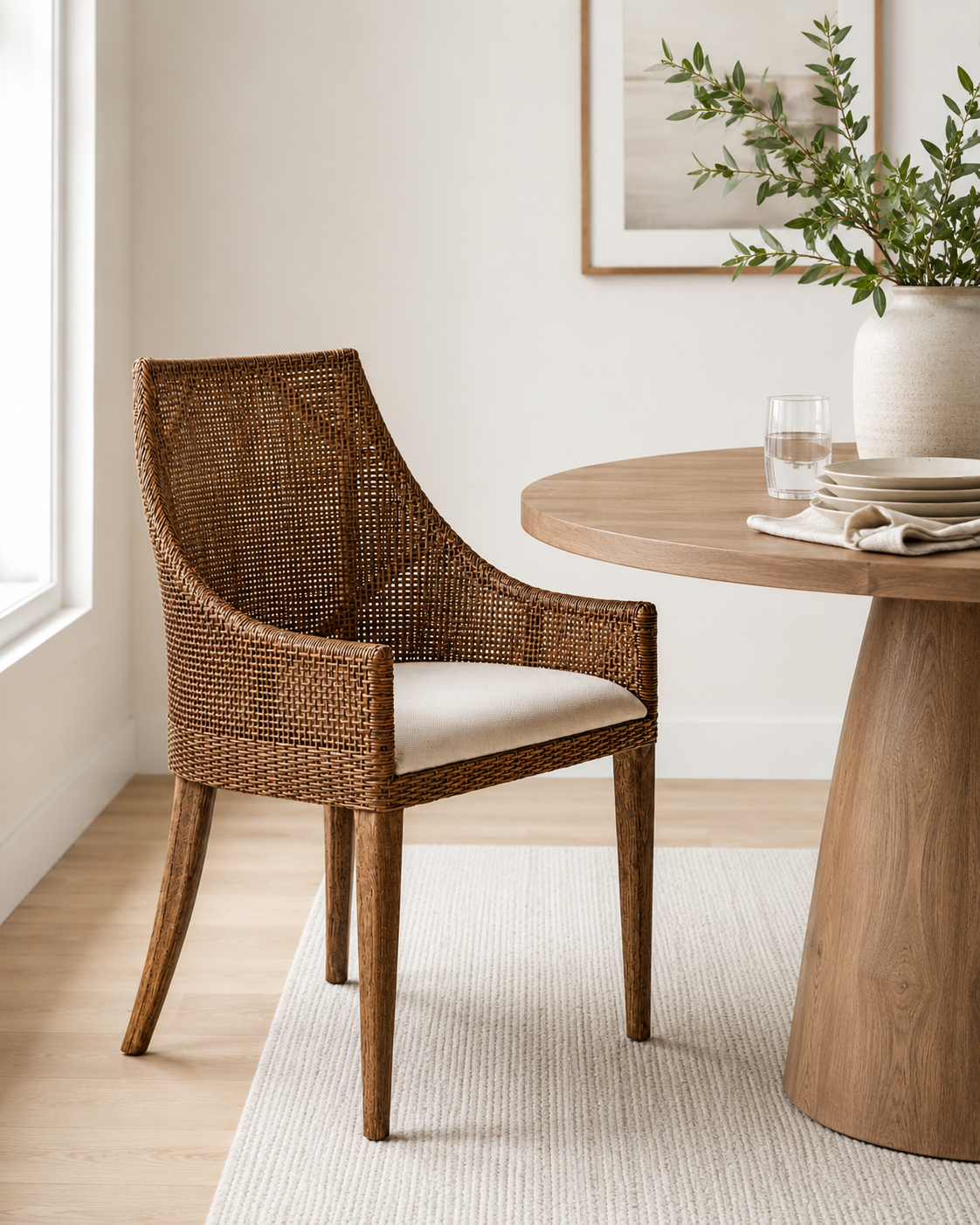 CR Tennessee Timber Framed Rattan Dining Chair