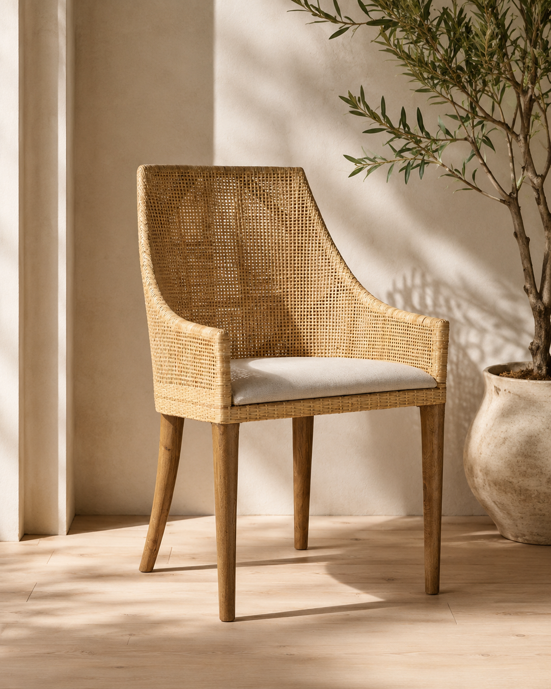 CR Tennessee Timber Framed Rattan Dining Chair