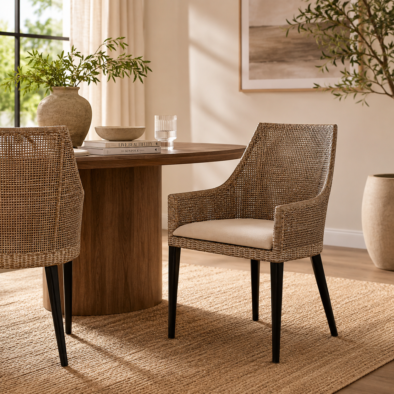 CR Tennessee Timber Framed Rattan Dining Chair