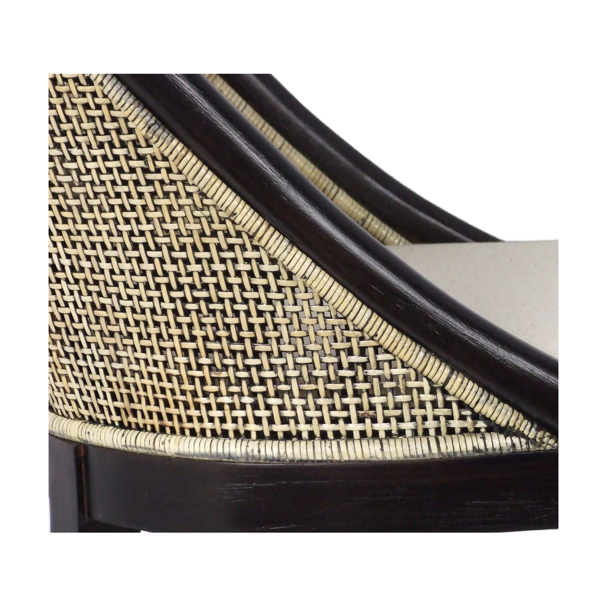 CR Alabama Timber Framed Rattan Back Fabric Seat Dining Chair