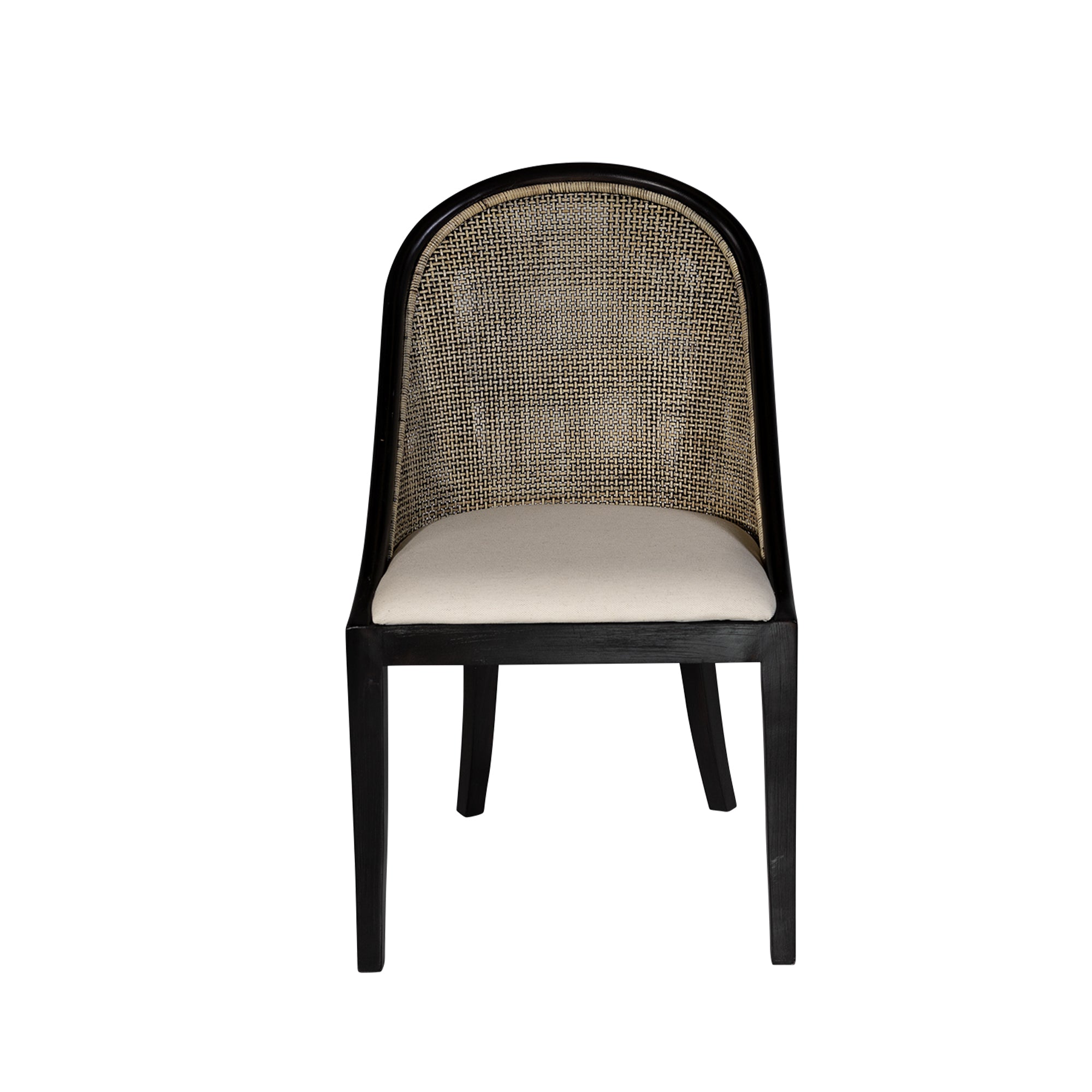 CR Alabama Timber Framed Rattan Back Fabric Seat Dining Chair