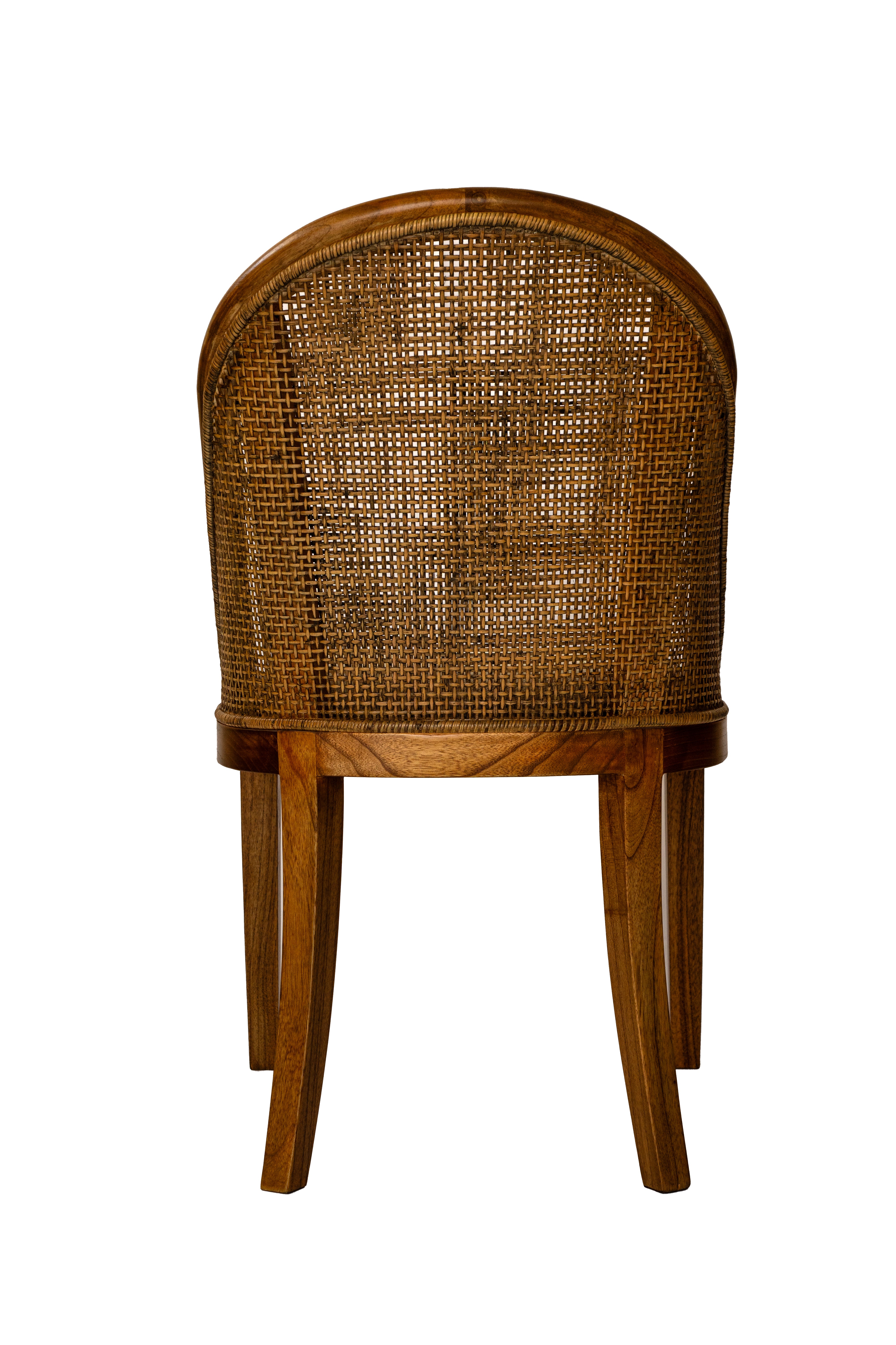 CR Alabama Timber Framed Rattan Back Fabric Seat Dining Chair
