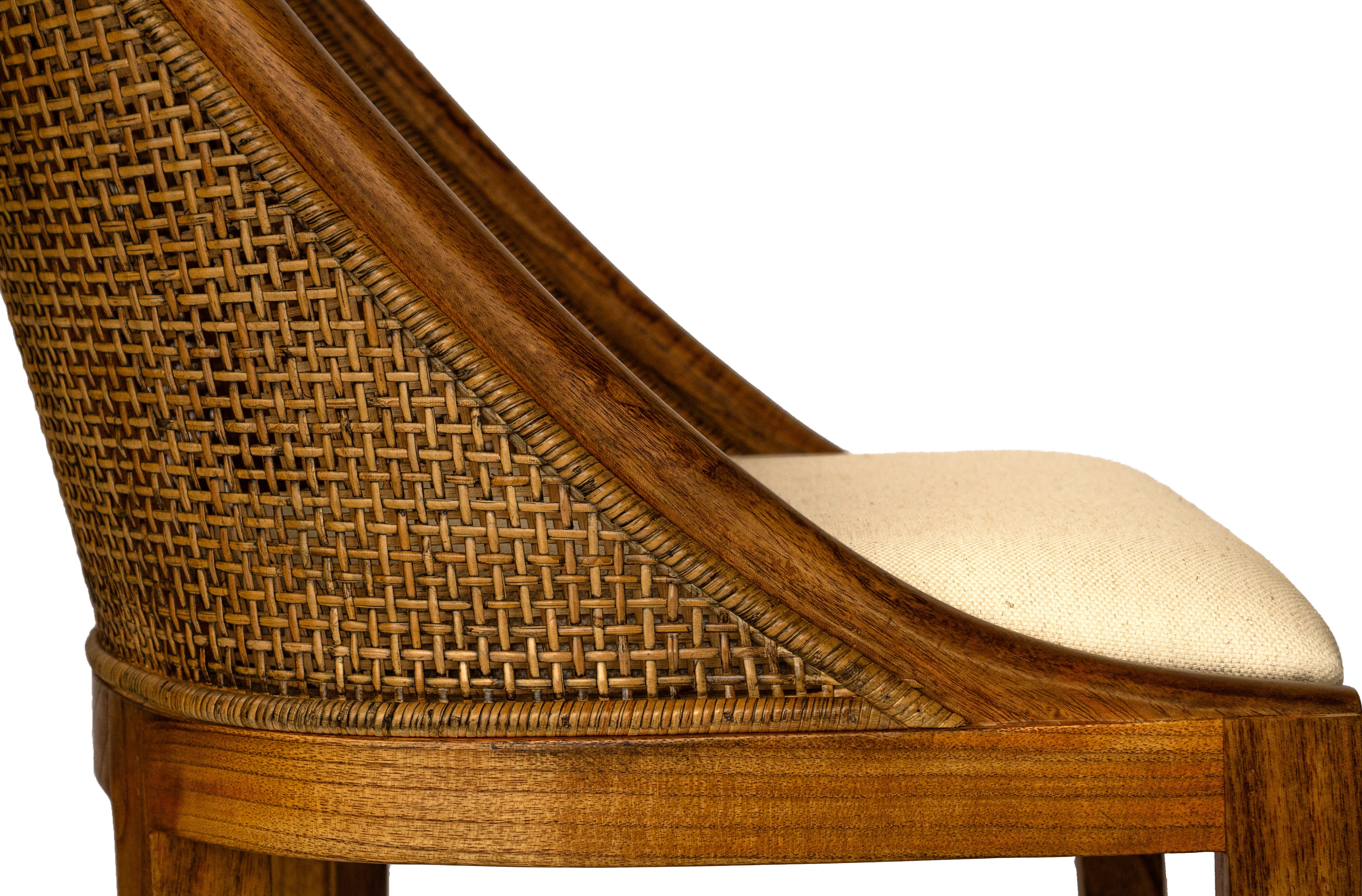 CR Alabama Timber Framed Rattan Back Fabric Seat Dining Chair