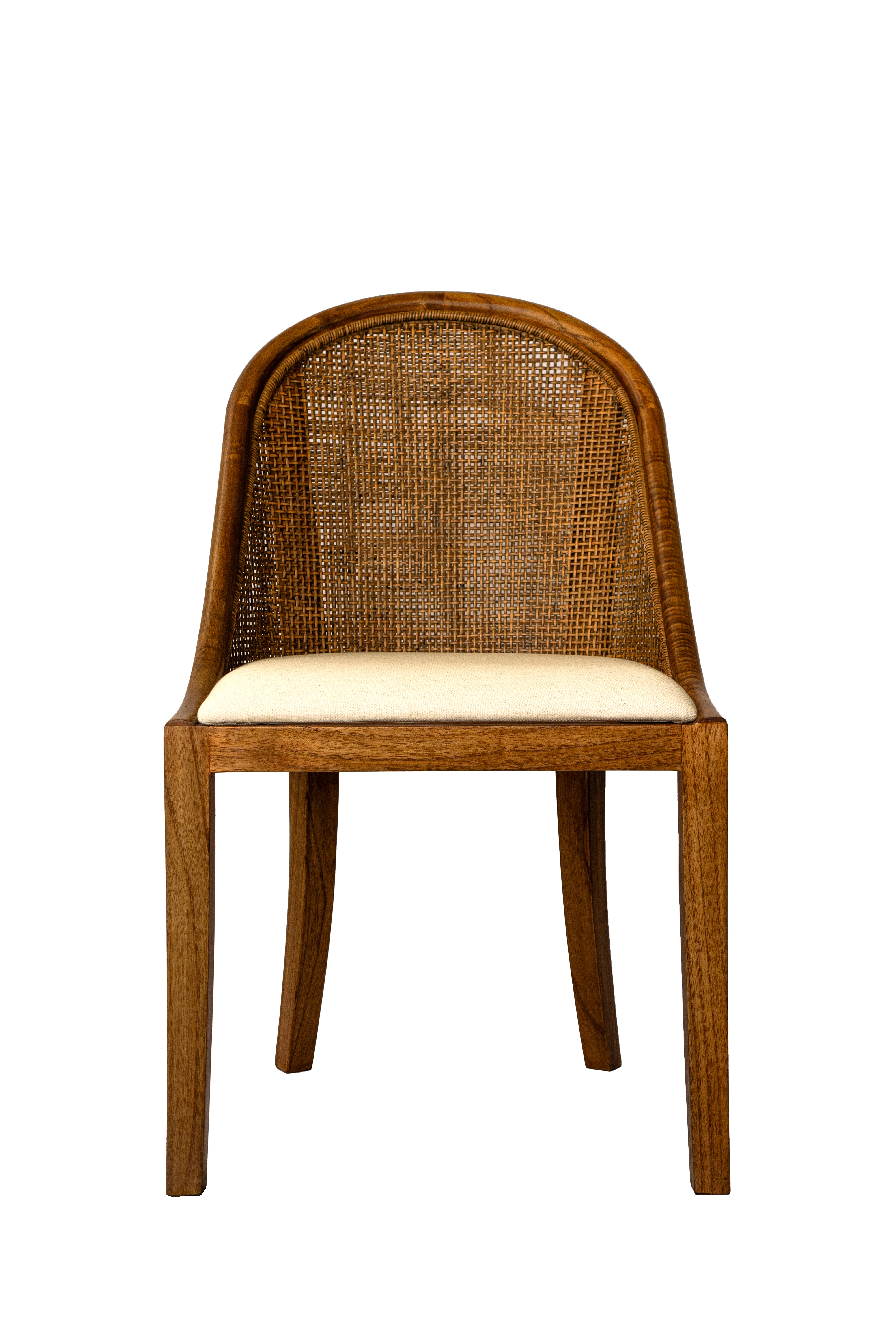 CR Alabama Timber Framed Rattan Back Fabric Seat Dining Chair