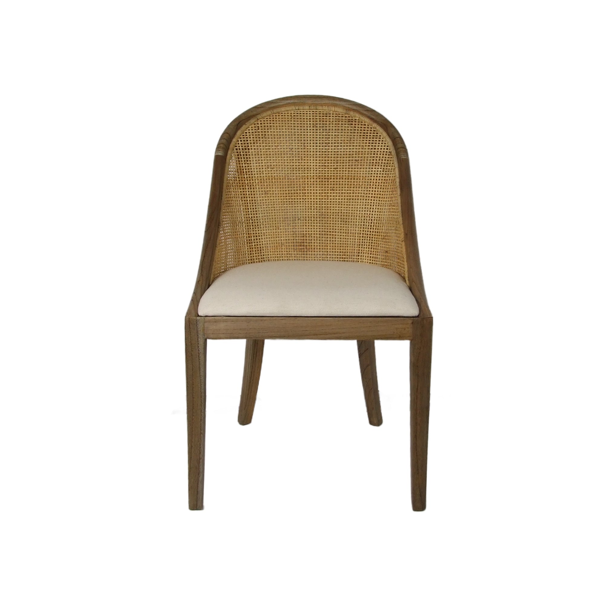CR Alabama Timber Framed Rattan Back Fabric Seat Dining Chair
