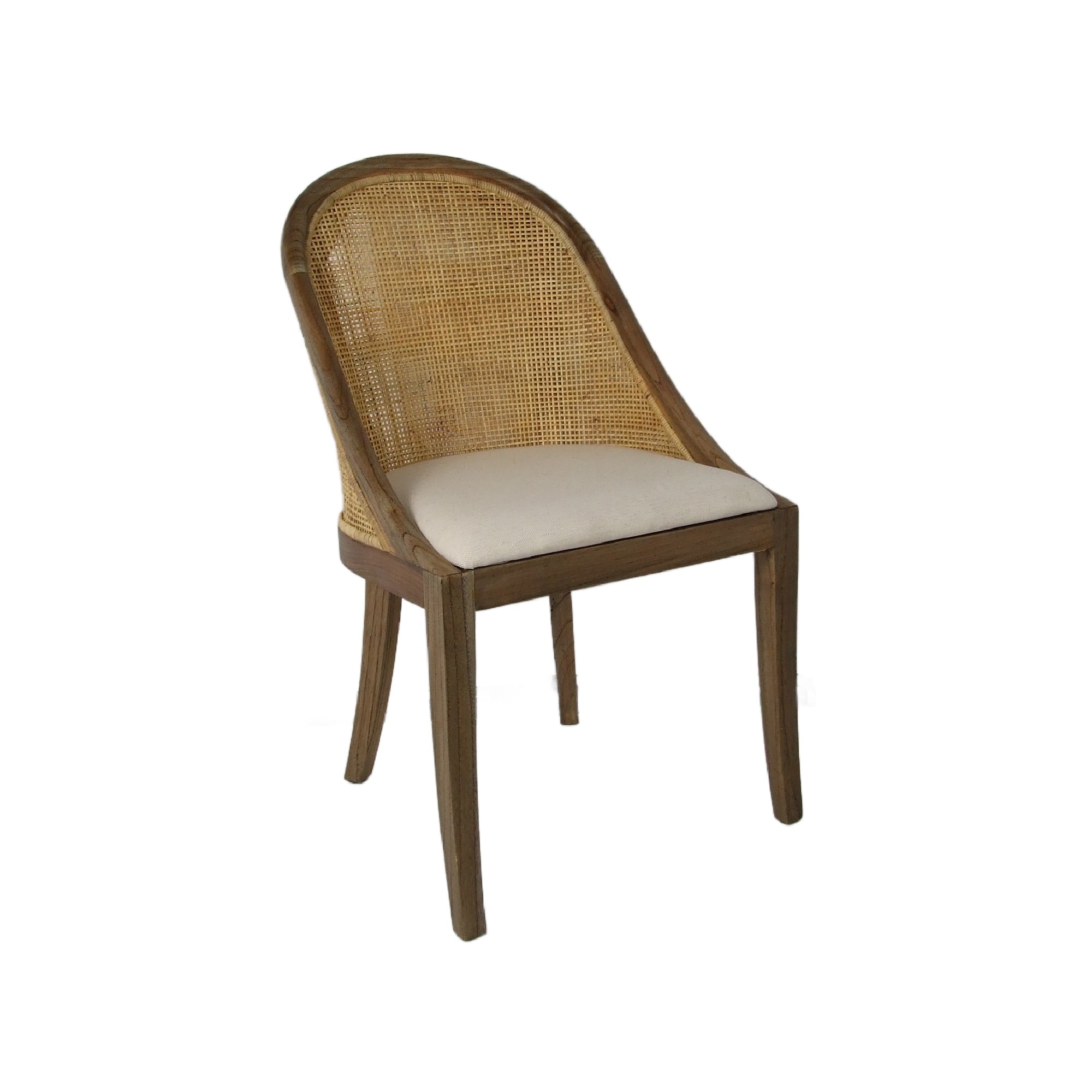 CR Alabama Timber Framed Rattan Back Fabric Seat Dining Chair