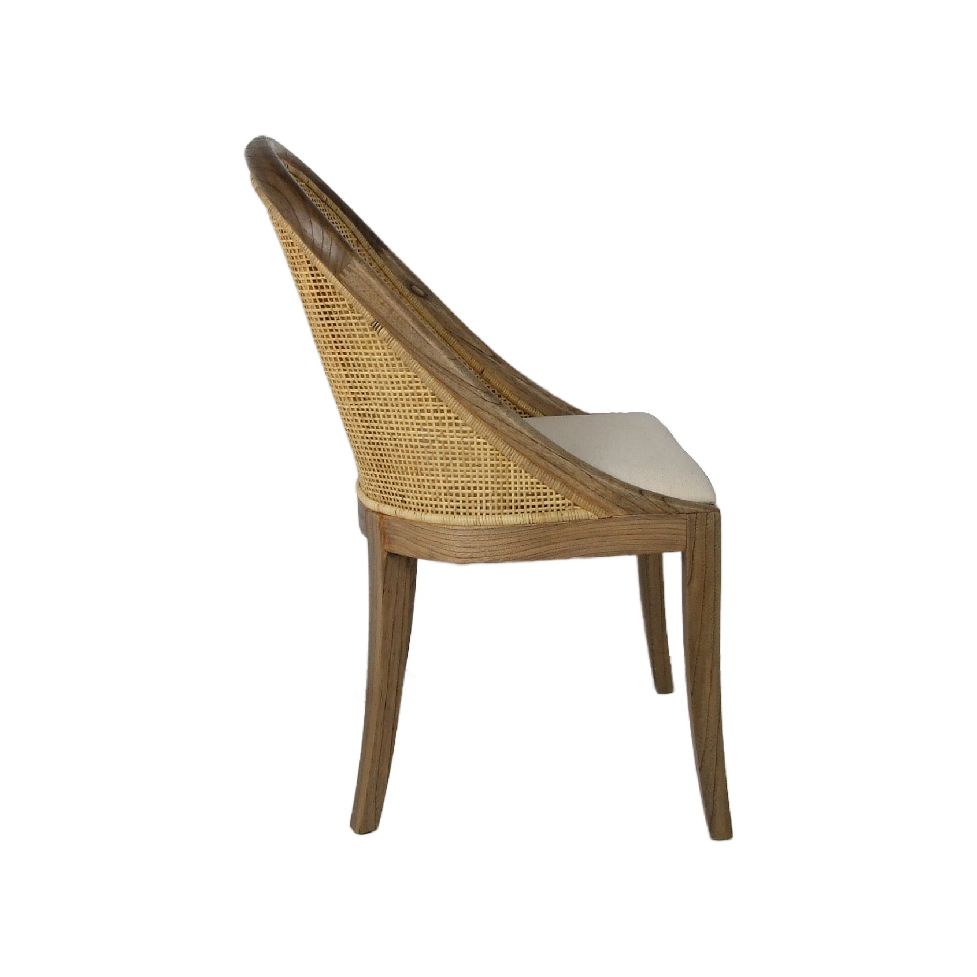 CR Alabama Timber Framed Rattan Back Fabric Seat Dining Chair
