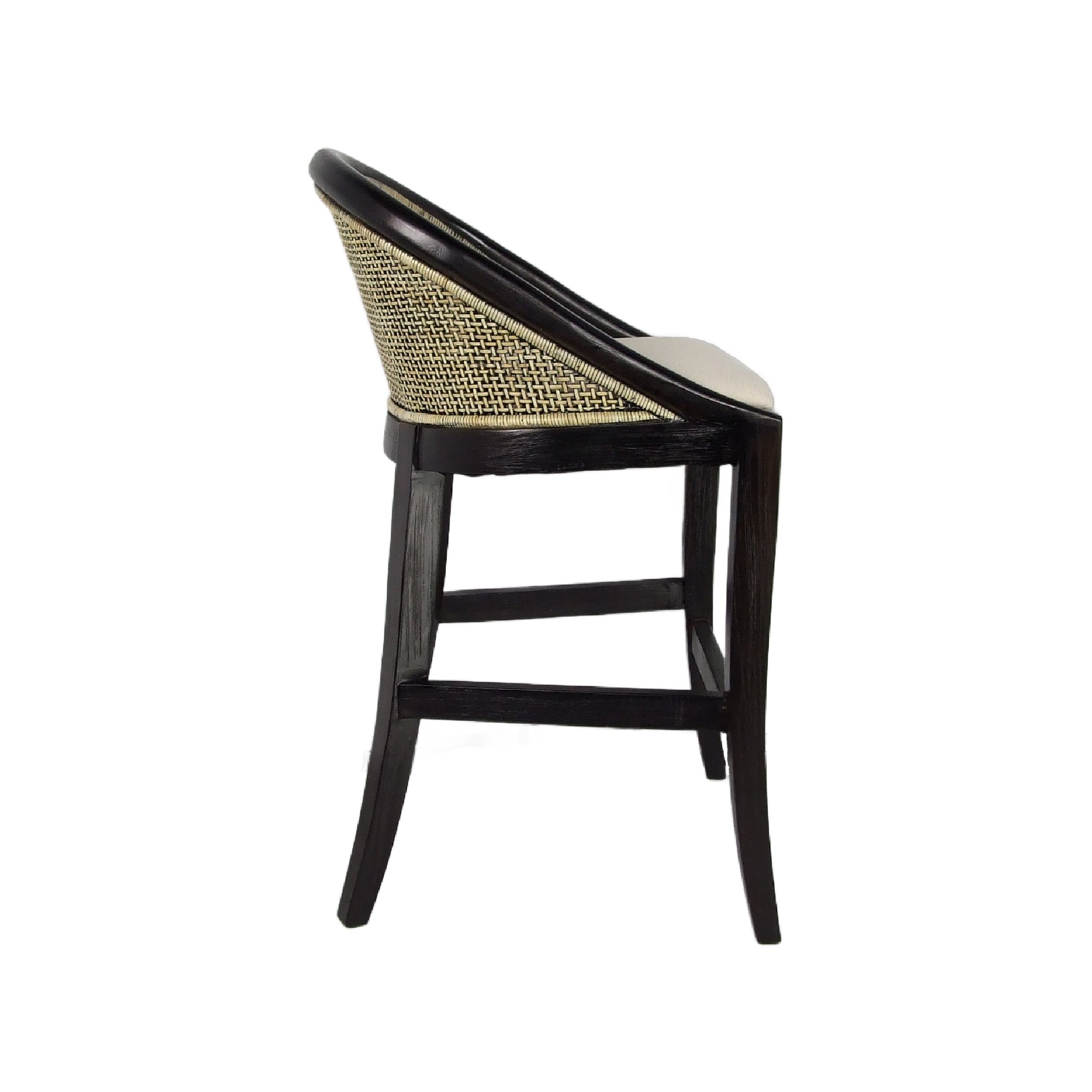 CR Alabama Timber Framed Rattan Back Fabric Seat Counter Stool