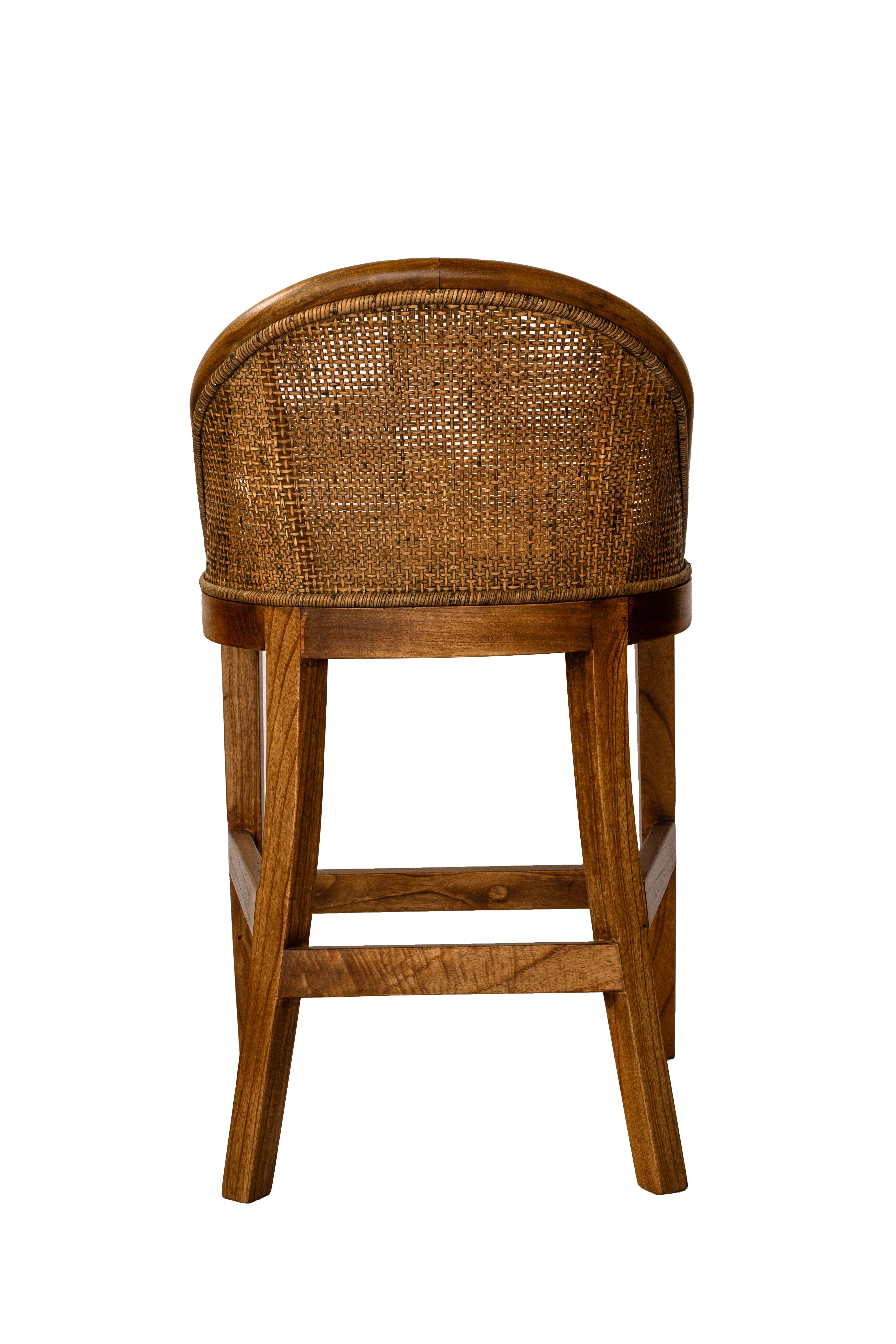 CR Alabama Timber Framed Rattan Back Fabric Seat Counter Stool