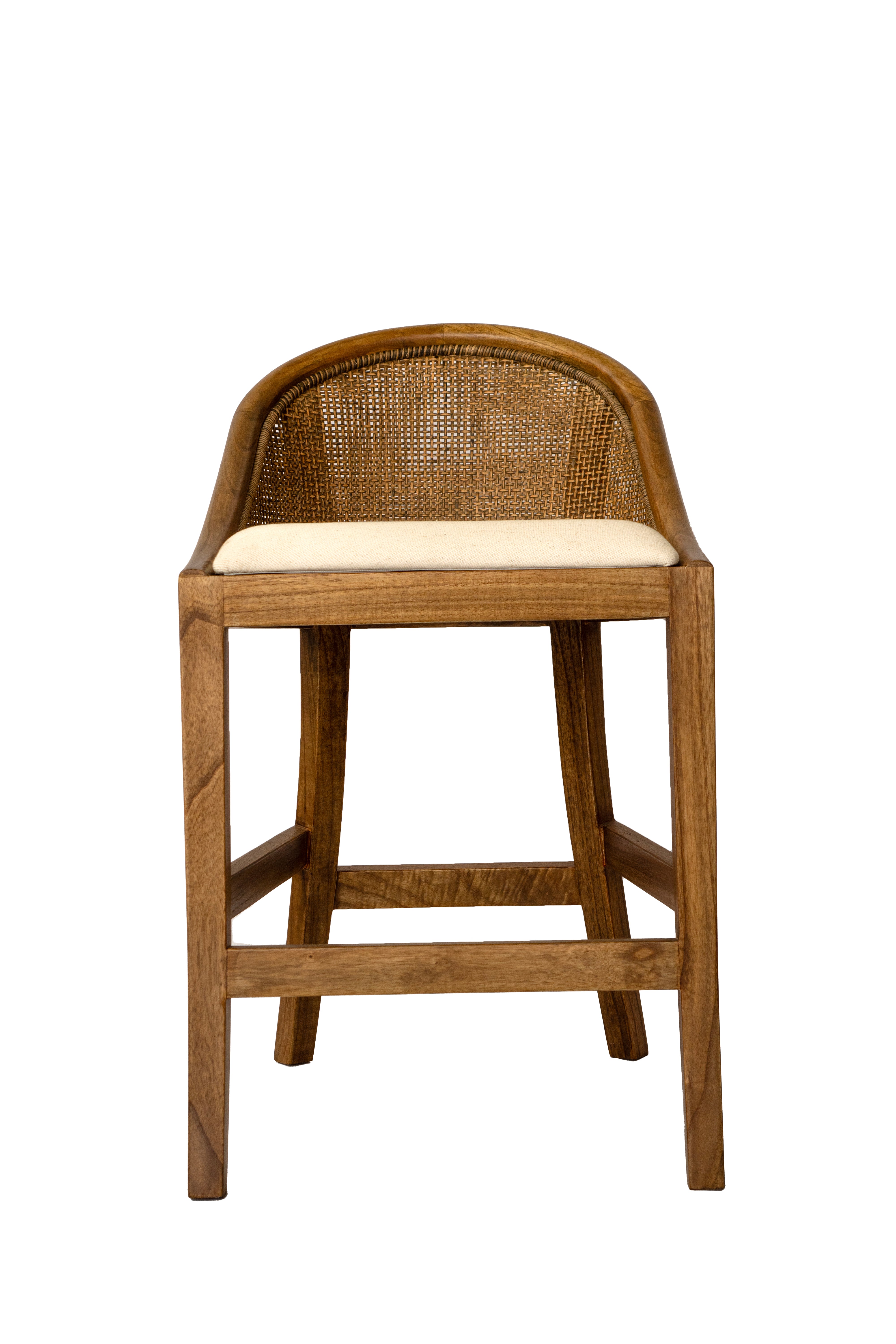 CR Alabama Timber Framed Rattan Back Fabric Seat Counter Stool