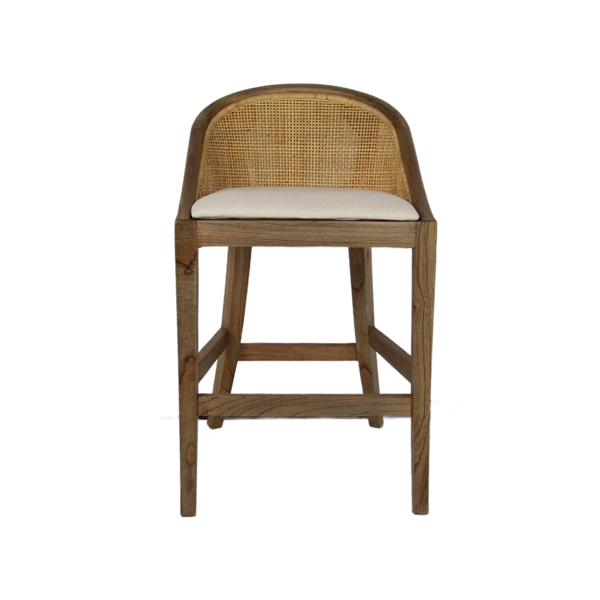CR Alabama Timber Framed Rattan Back Fabric Seat Counter Stool