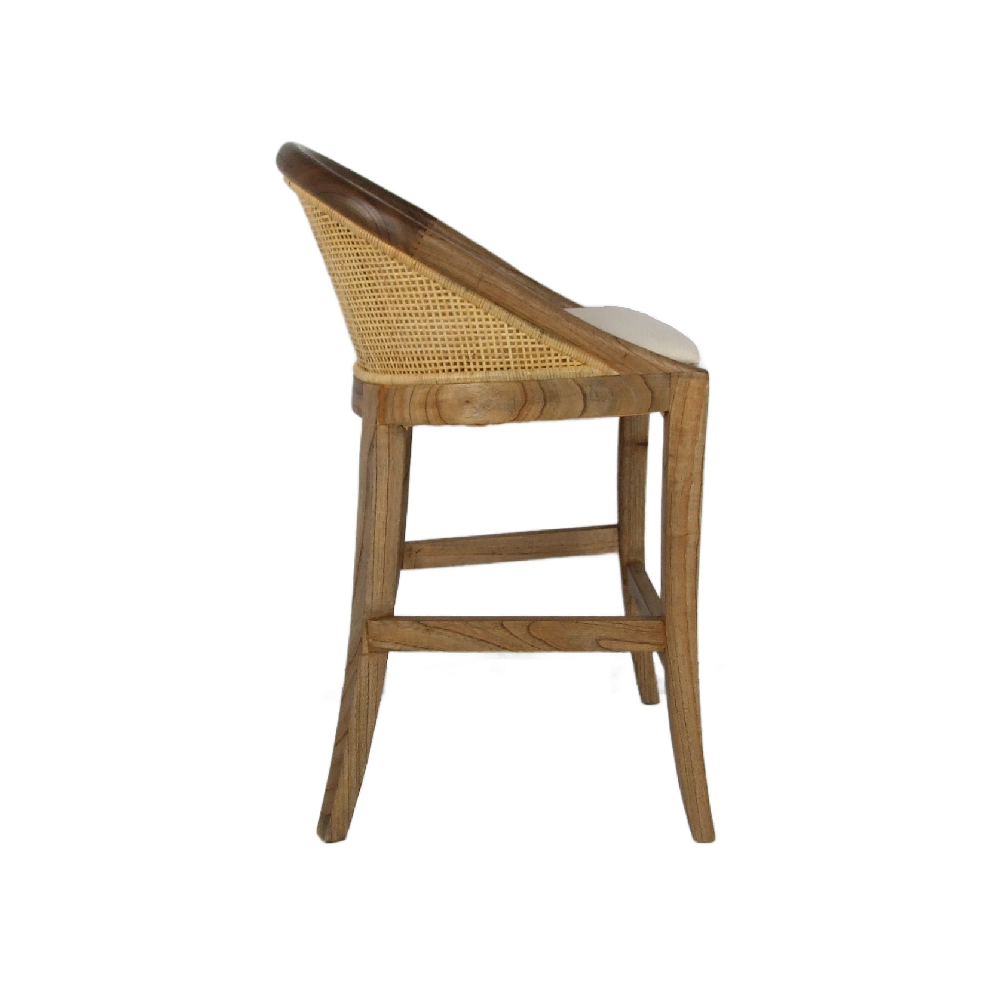 CR Alabama Timber Framed Rattan Back Fabric Seat Counter Stool