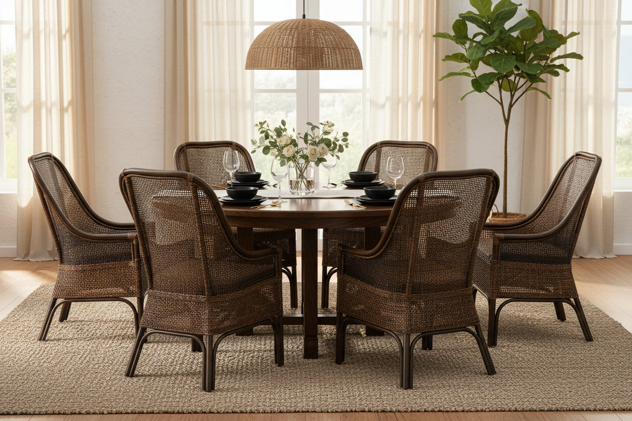 CR Albany Natural Rattan Dining Armchair