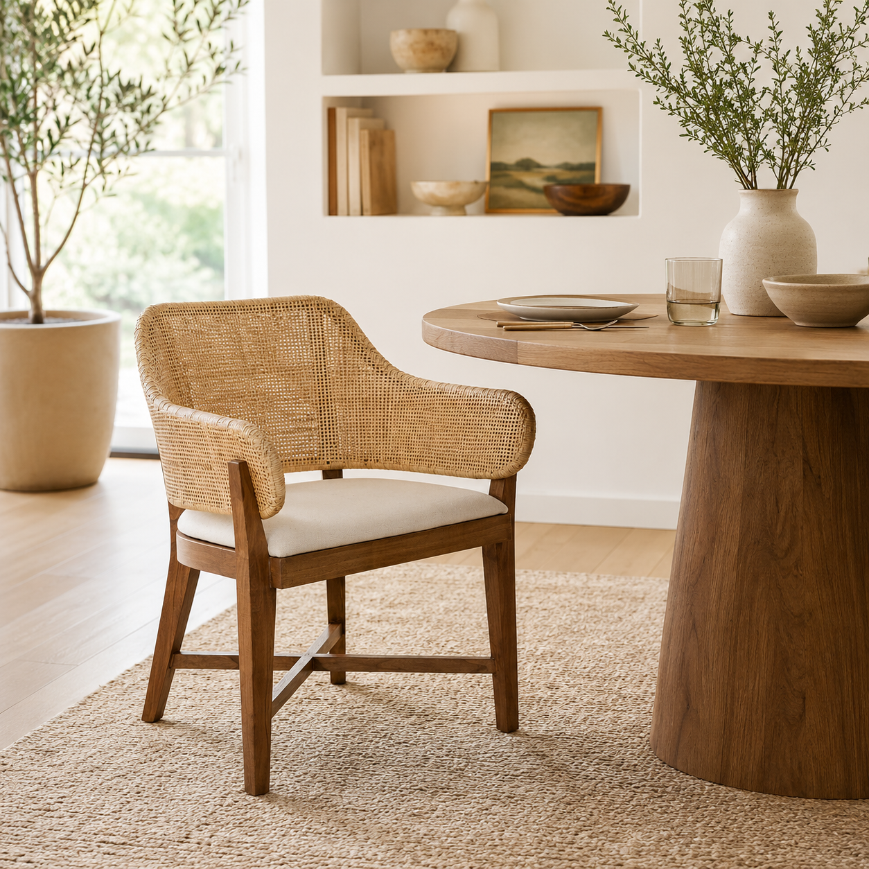CR Orleans Timber Framed Rattan Dining Chair
