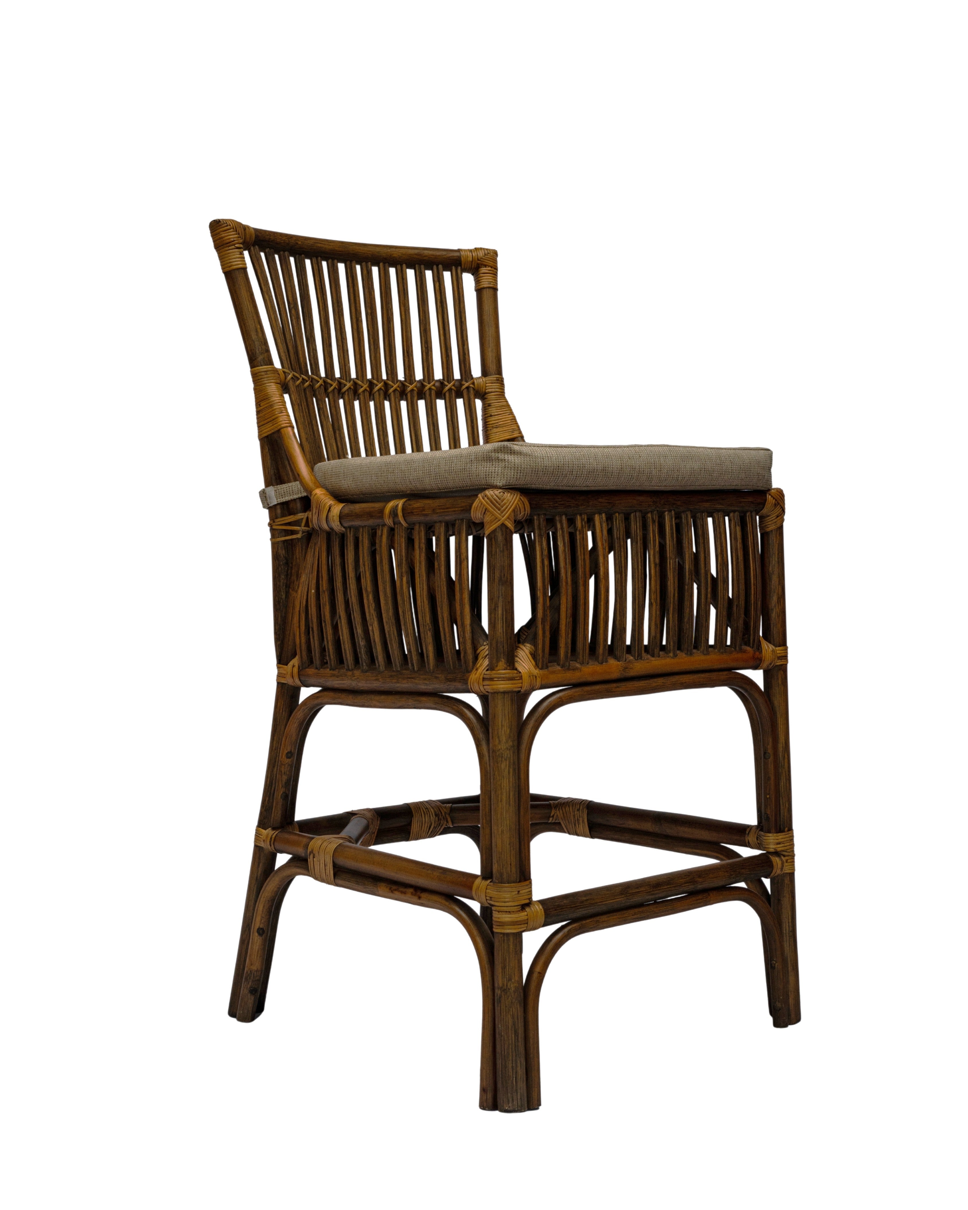 CR Roma Natural Rattan Fabric Seat Counter Stool