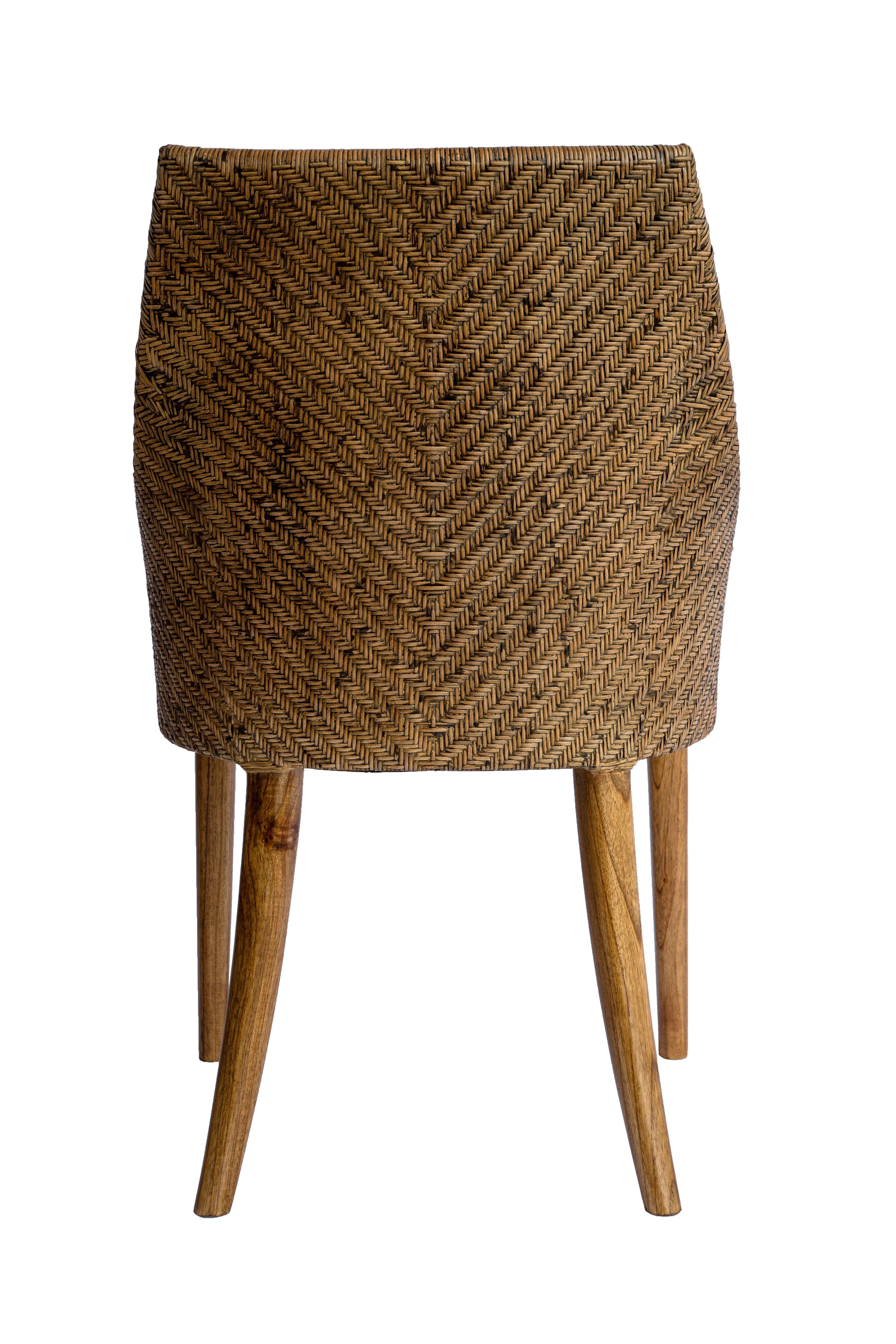 CR Georgia Timber Framed Rattan Back Fabric Seat Dining Chair