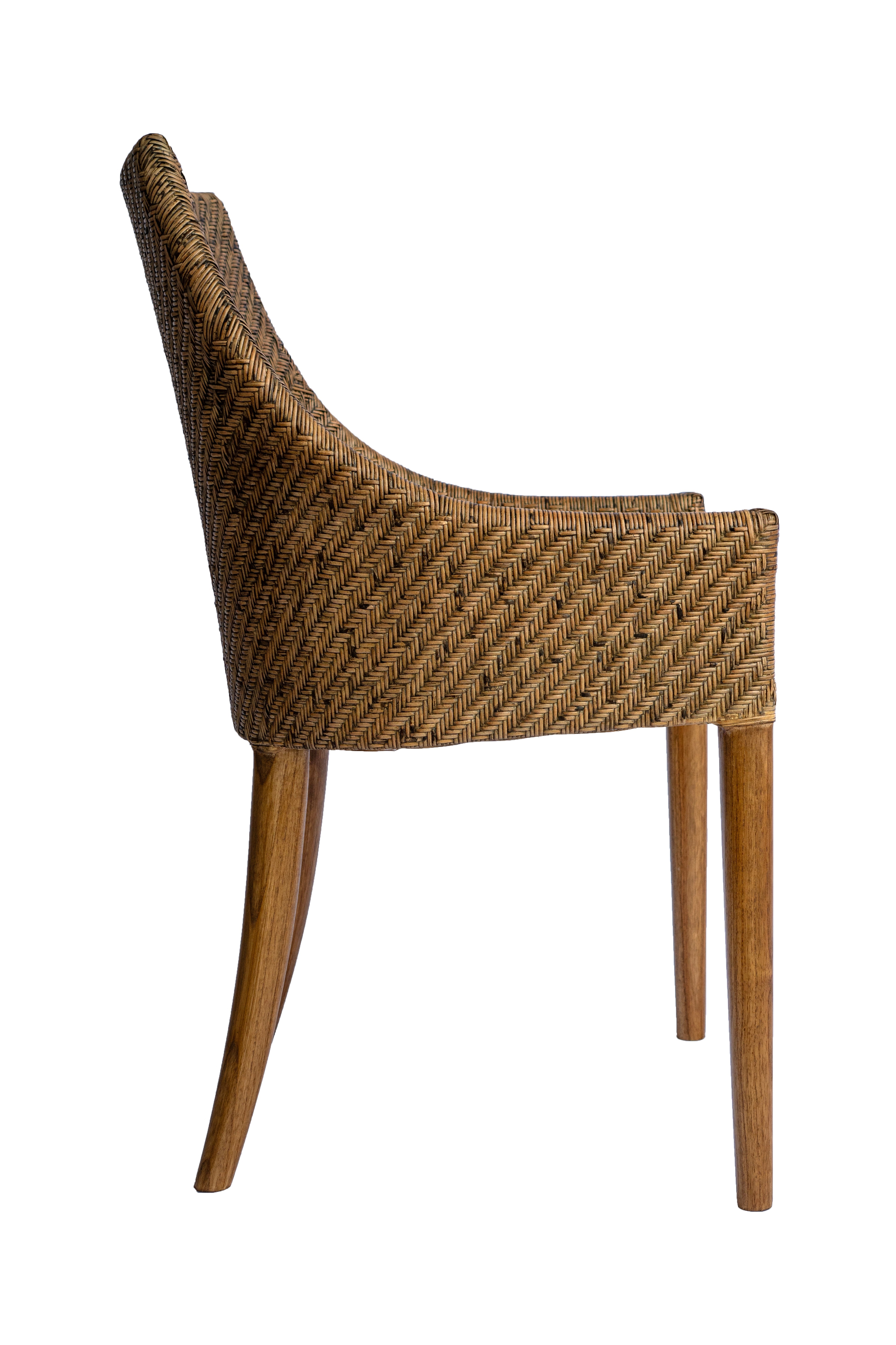 CR Georgia Timber Framed Rattan Back Fabric Seat Dining Chair