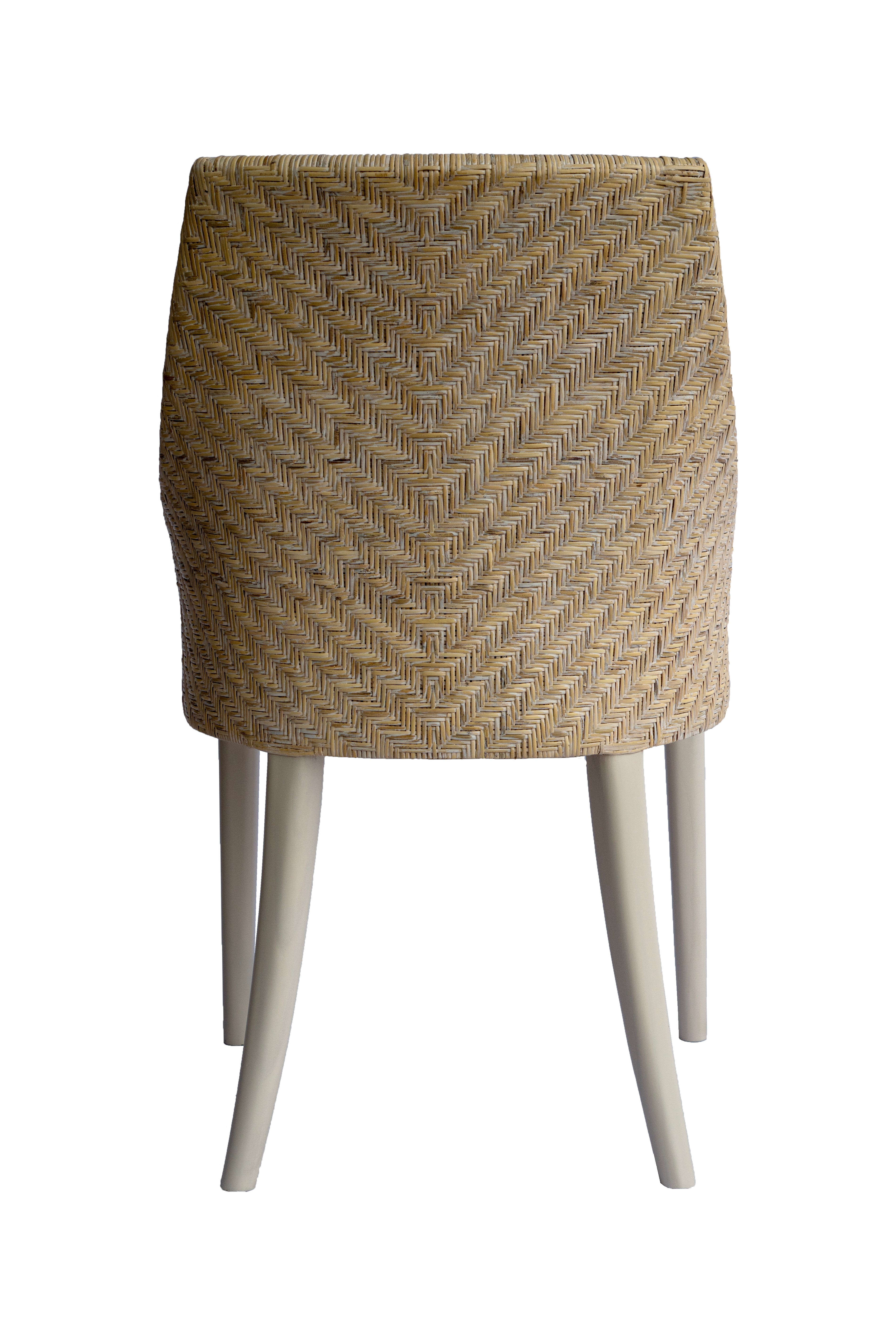 CR Georgia Timber Framed Rattan Back Fabric Seat Dining Chair