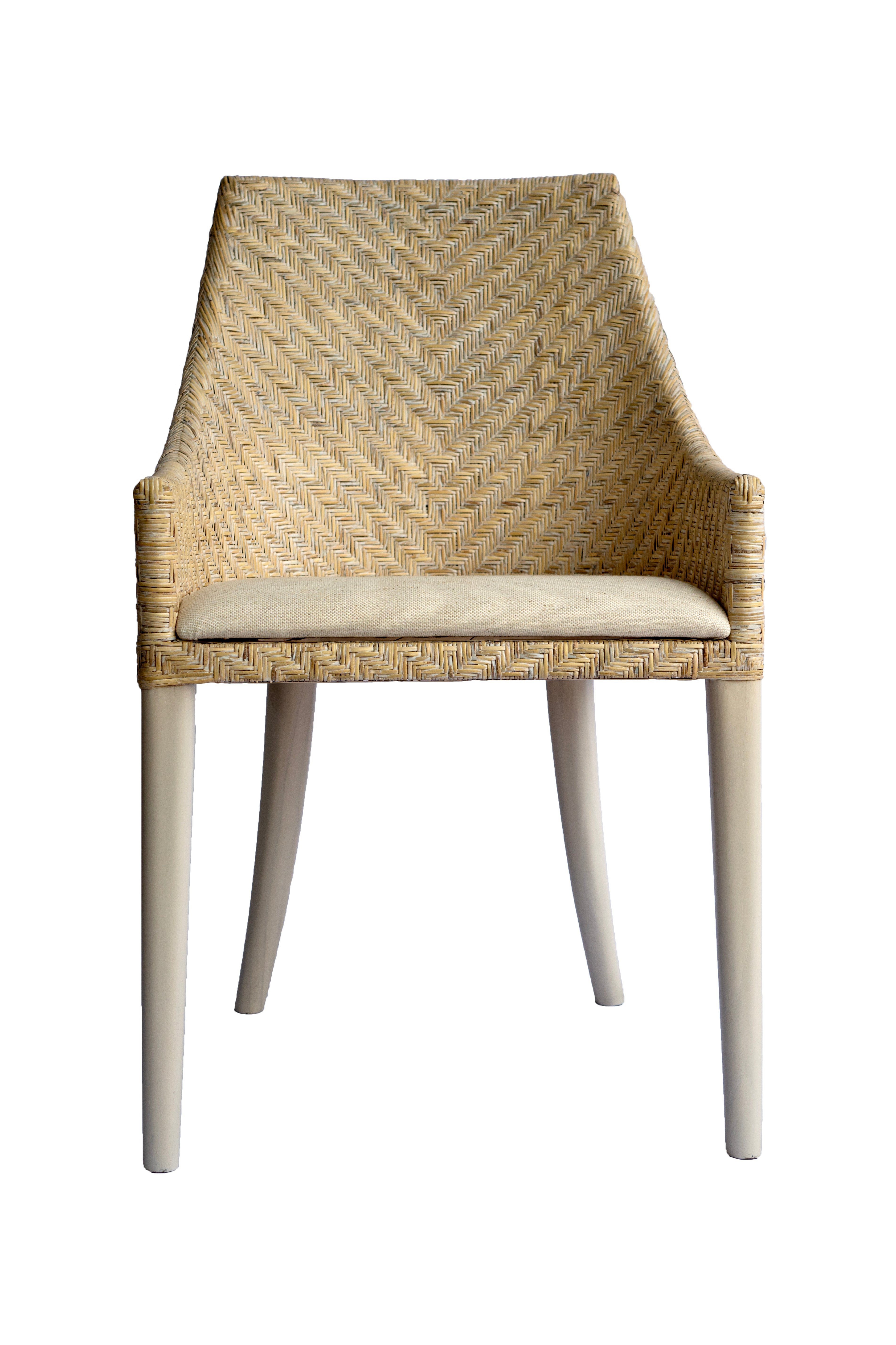 CR Georgia Timber Framed Rattan Back Fabric Seat Dining Chair