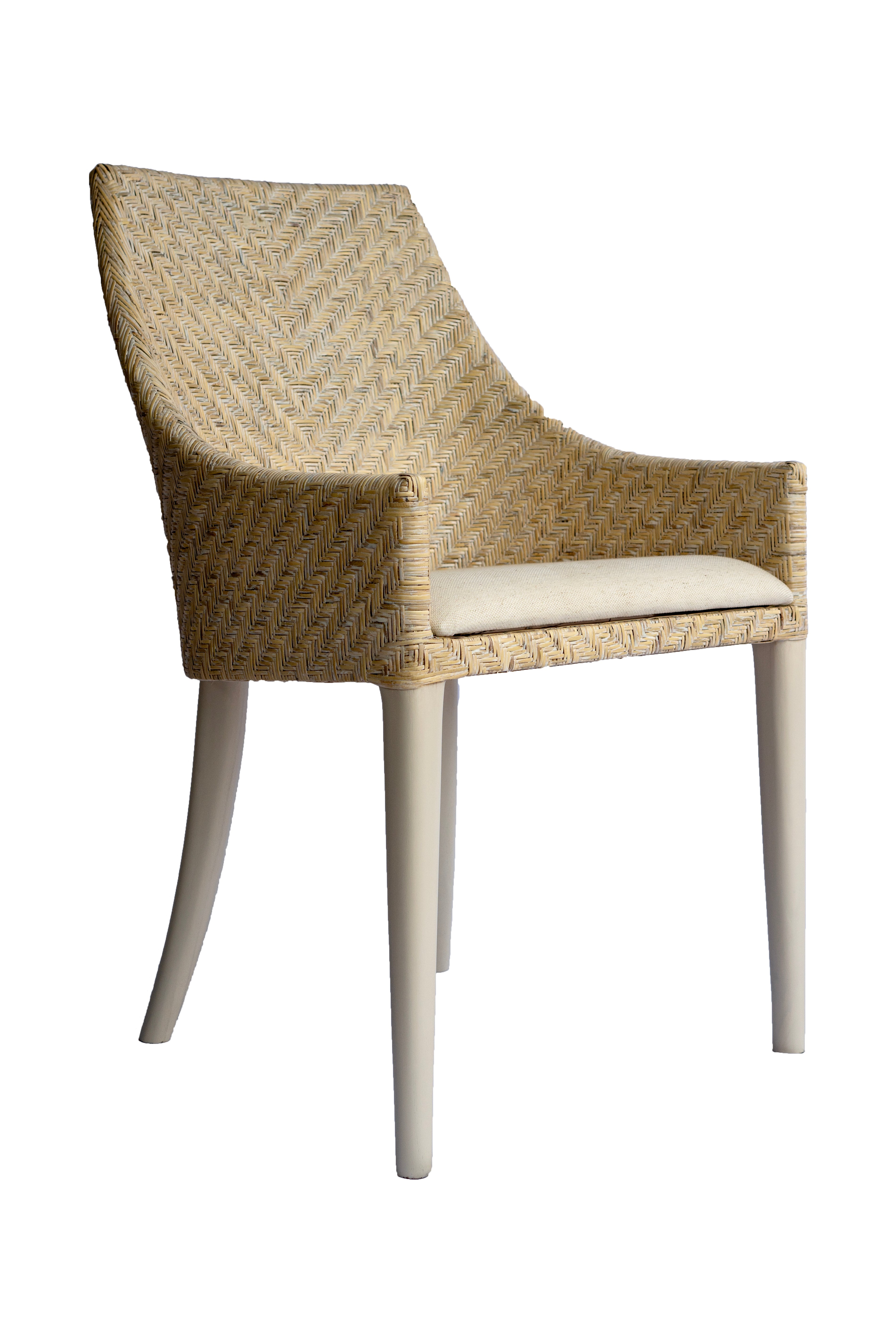 CR Georgia Timber Framed Rattan Back Fabric Seat Dining Chair