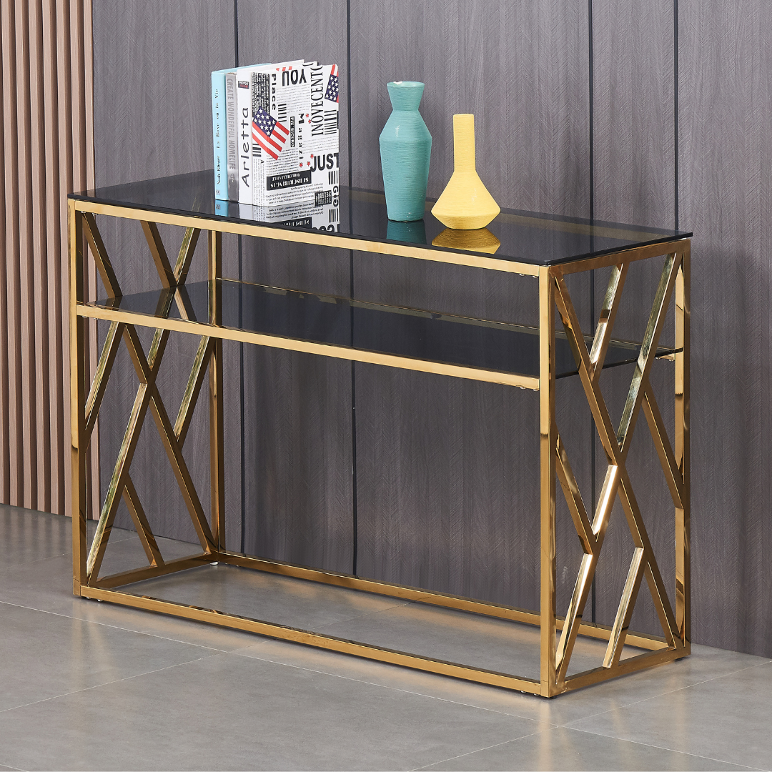 BT Gianna Gold Console/Hall Table with Shelf