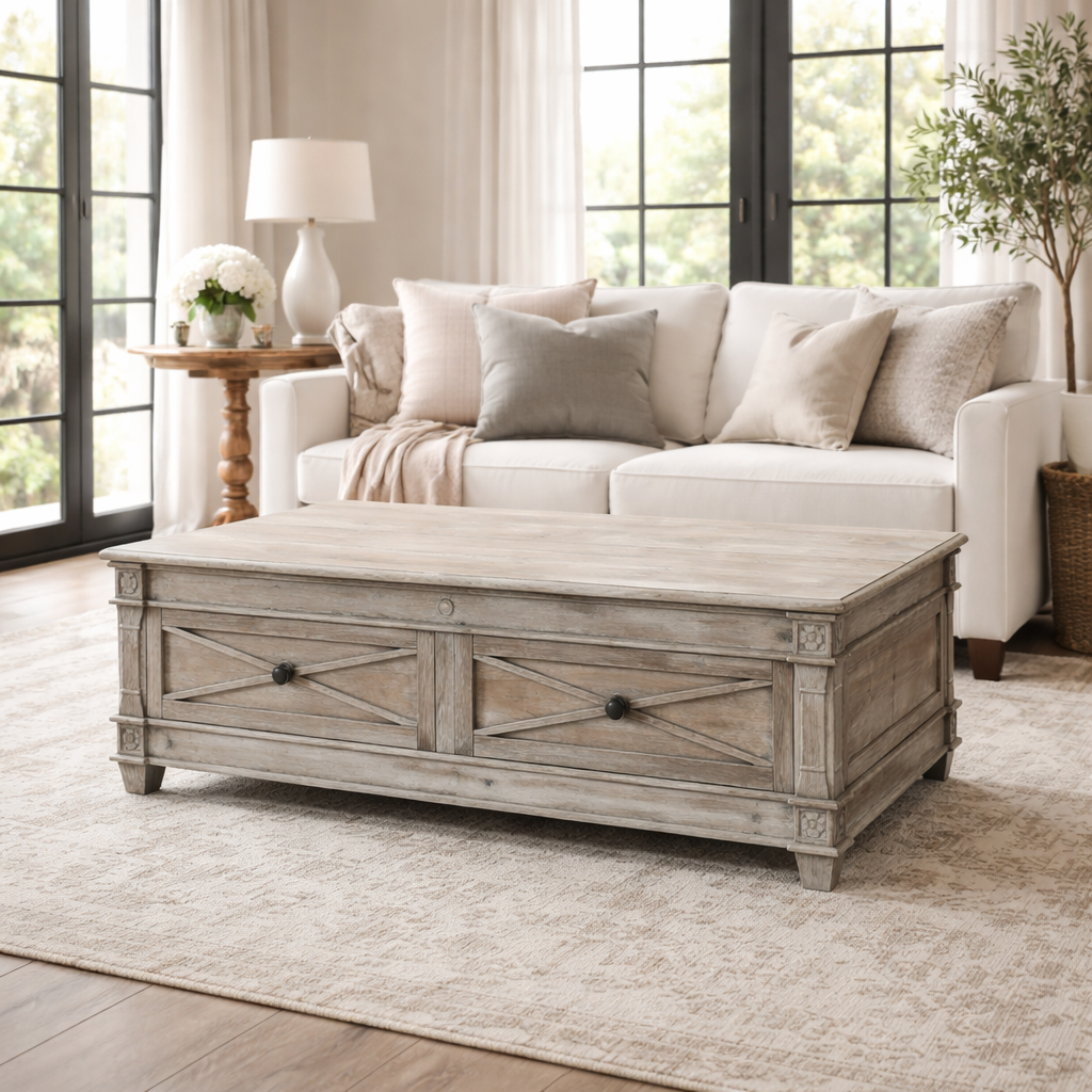 MF Provins Recycled Timber 4 Drawer Coffee Table