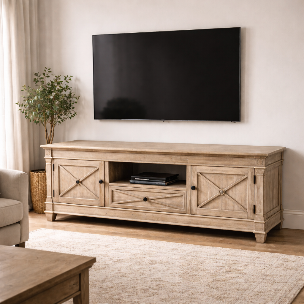 MF Provins Recycled Timber 2 Door 1 Drawer Entertainment Unit