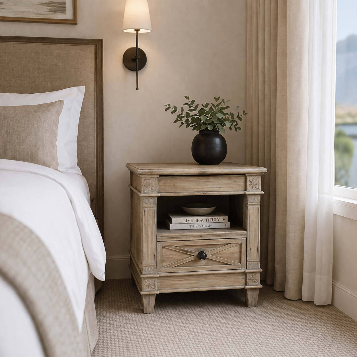 MF Provins Recycled Timber 1 Drawer Side Table