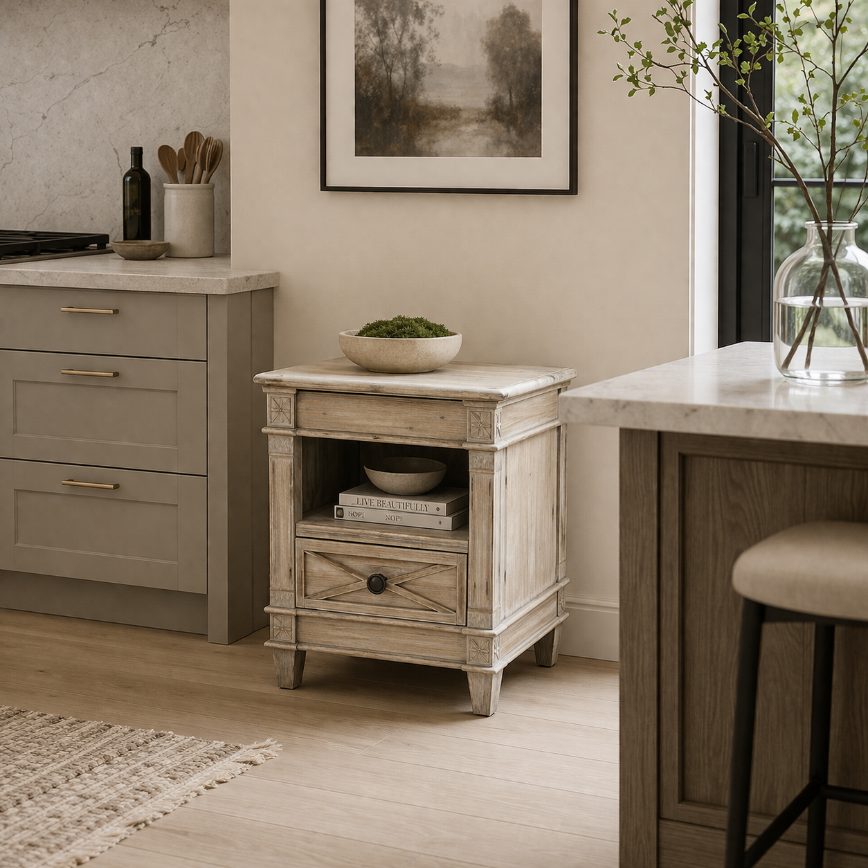 MF Provins Recycled Timber 1 Drawer Side Table