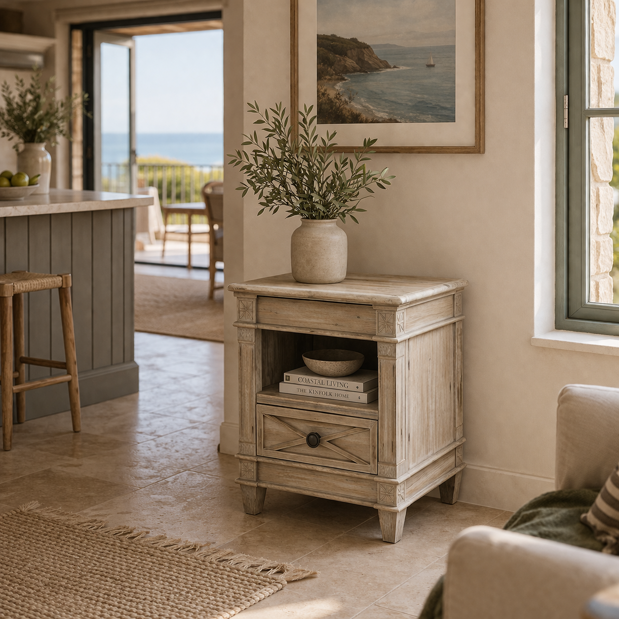 MF Provins Recycled Timber 1 Drawer Side Table