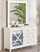 VI Hamilton Solid Timber 5 Drawer 1 Glass Door Dressing Table