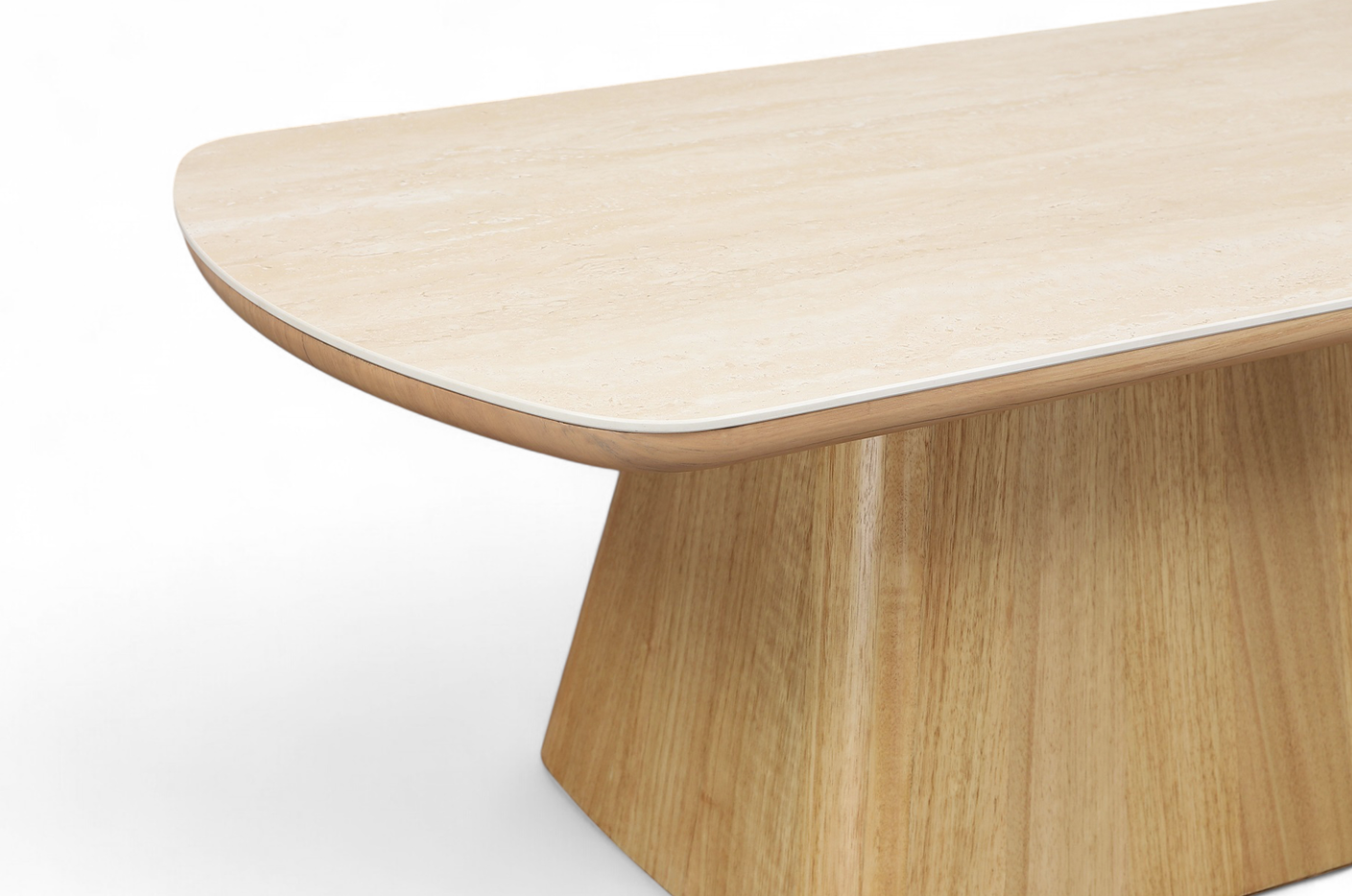 MD Elegant Solid Timber Base Natural Stone Top Coffee Table