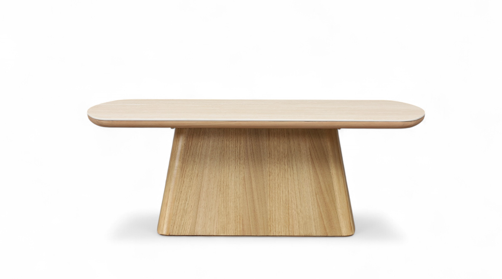 MD Elegant Solid Timber Base Natural Stone Top Coffee Table