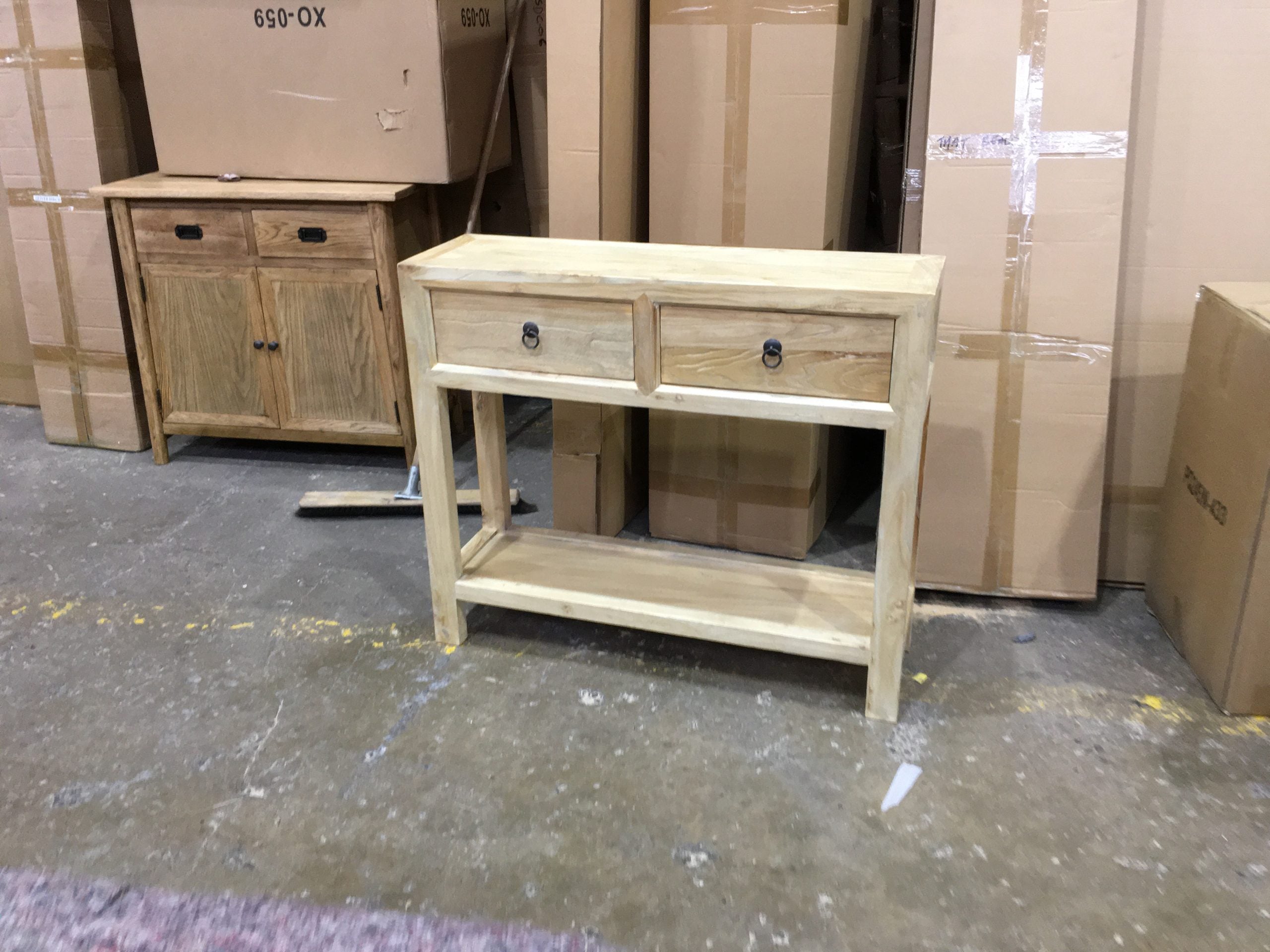MF Chinese Antique Reproduction 2-Drawer Hall Table with Shelf