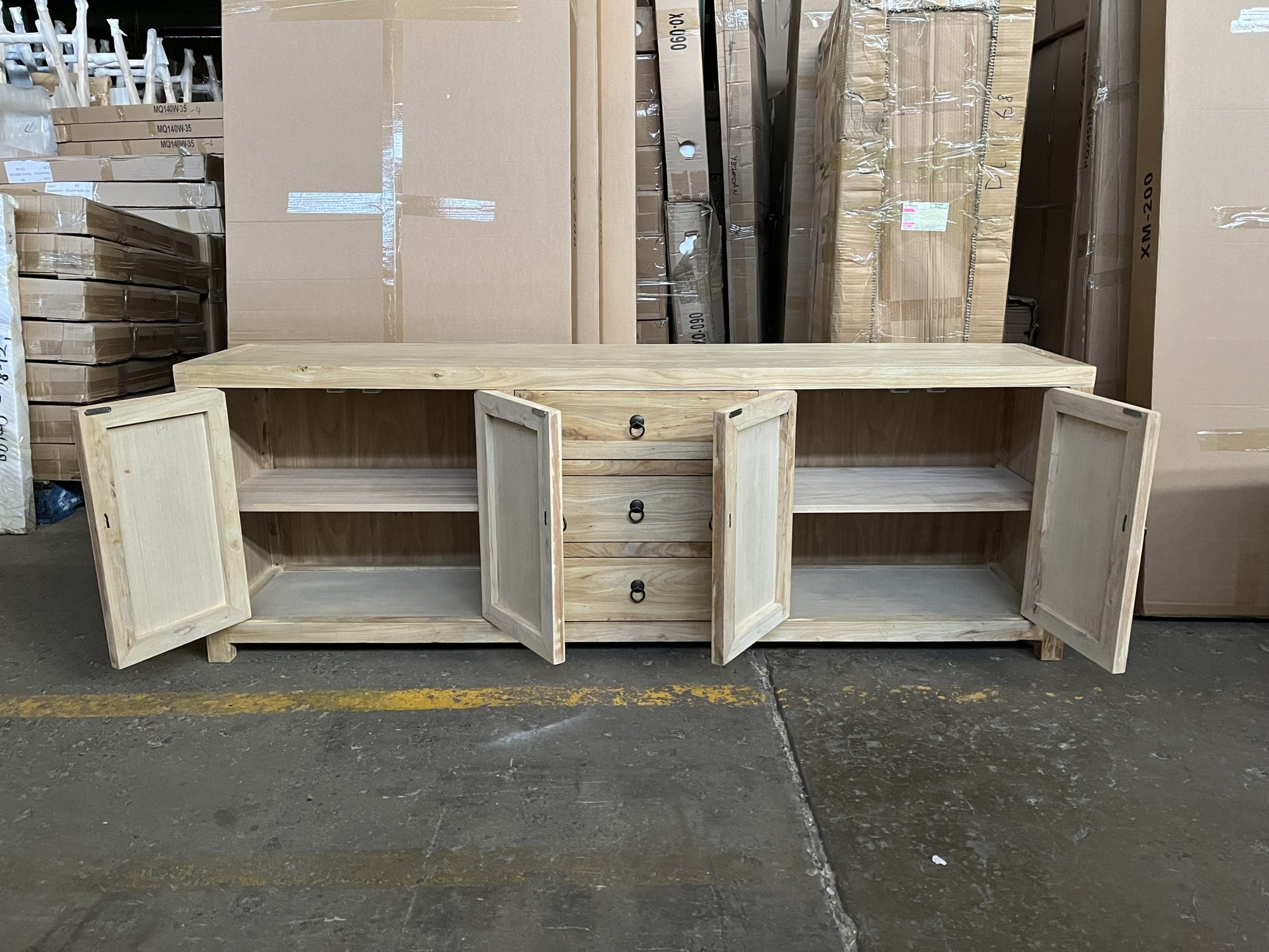MF Chinese Antique Reproduction Recycled Timber 4 Door 3 Drawer TV Unit 200cm
