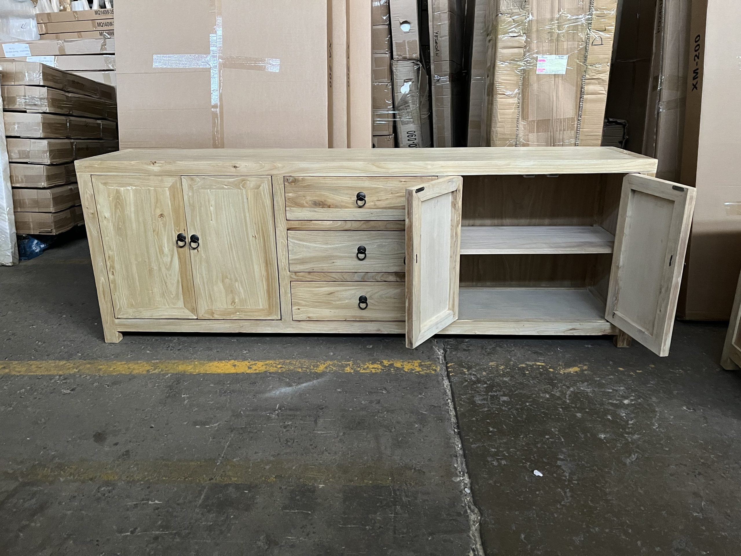MF Chinese Antique Reproduction Recycled Timber 4 Door 3 Drawer TV Unit 200cm