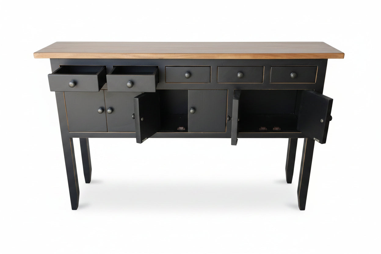 MF Rudolph Recycled Timber 5 Drawer 6 Door Hall Table