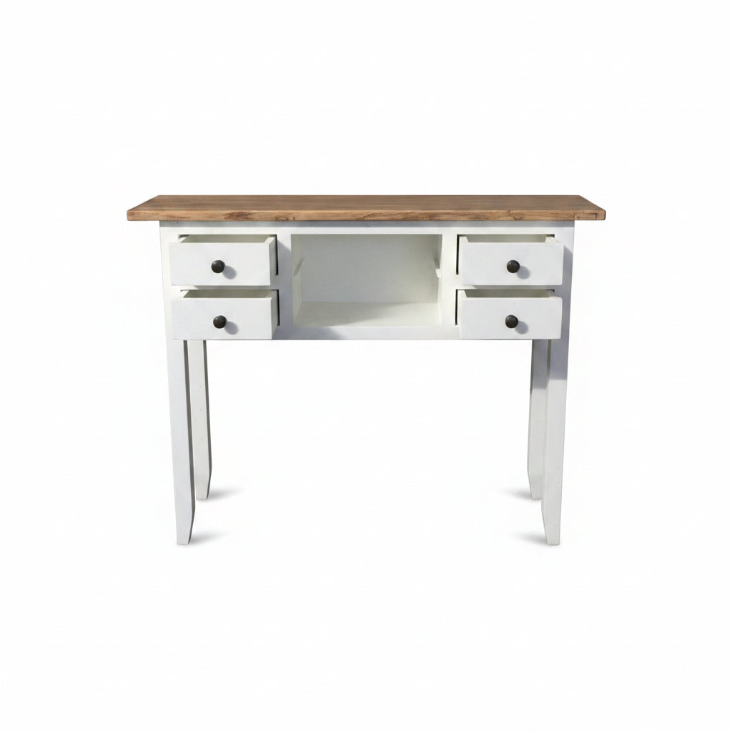 MF Bambi Recycled Elm Timber 4 Drawer 2 Shelf Hall Table