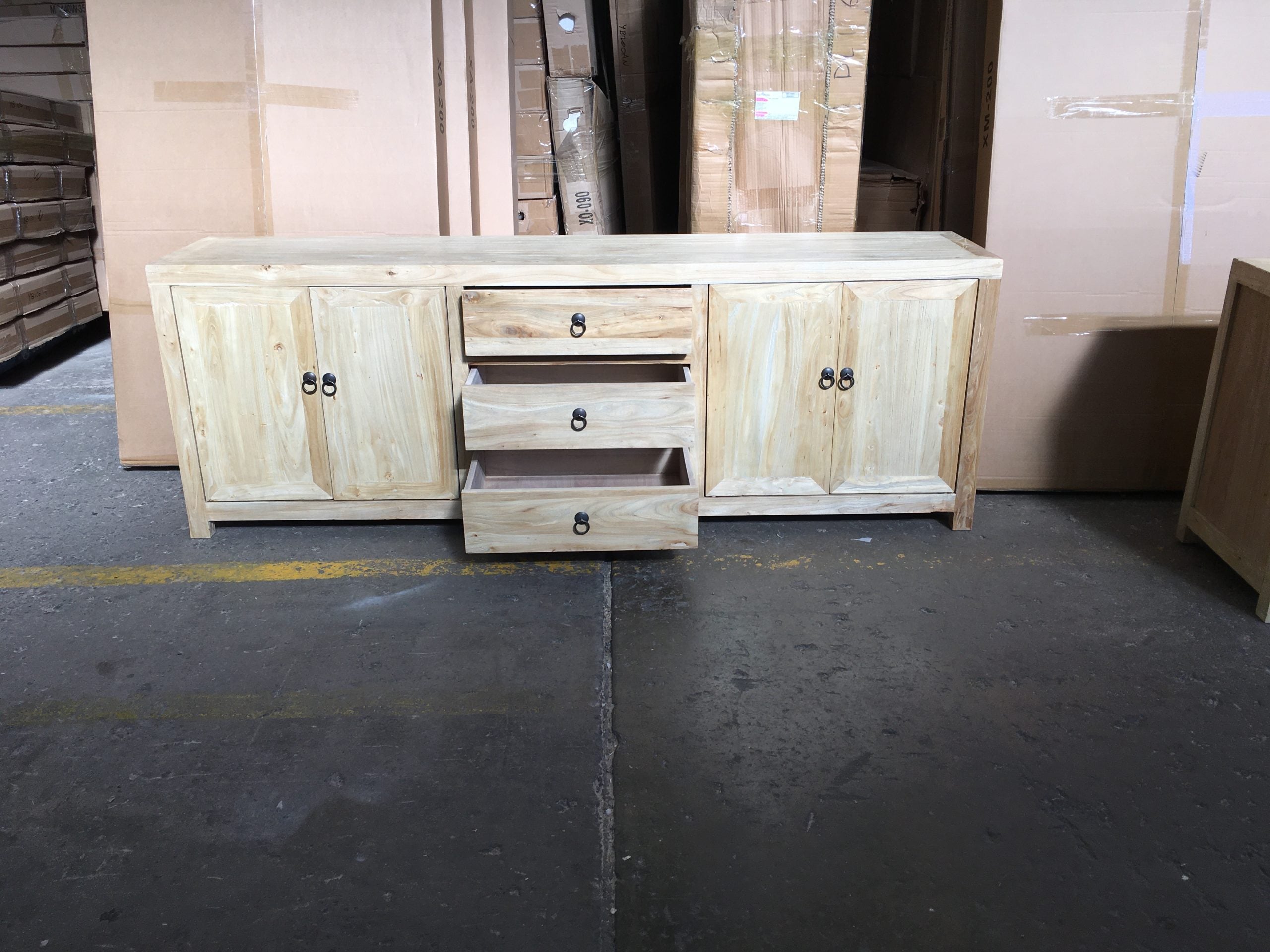 MF Chinese Antique Reproduction Recycled Timber 4 Door 3 Drawer TV Unit 200cm