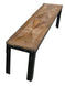 MF Wrought Iron Base Recycled Timber Parquetry Top Benches