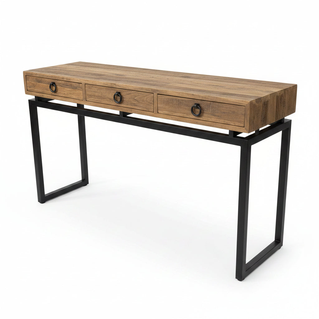 MF Torano Recycled Timber Top Metal Frame 4 Drawer Console Table