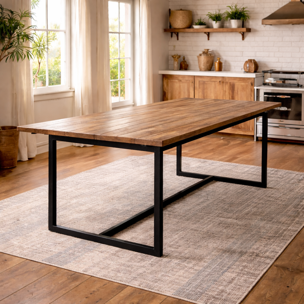 MF Torano Recycled Timber Top Metal Framed Dining Table