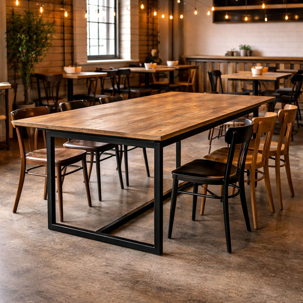 MF Torano Recycled Timber Top Metal Framed Dining Table
