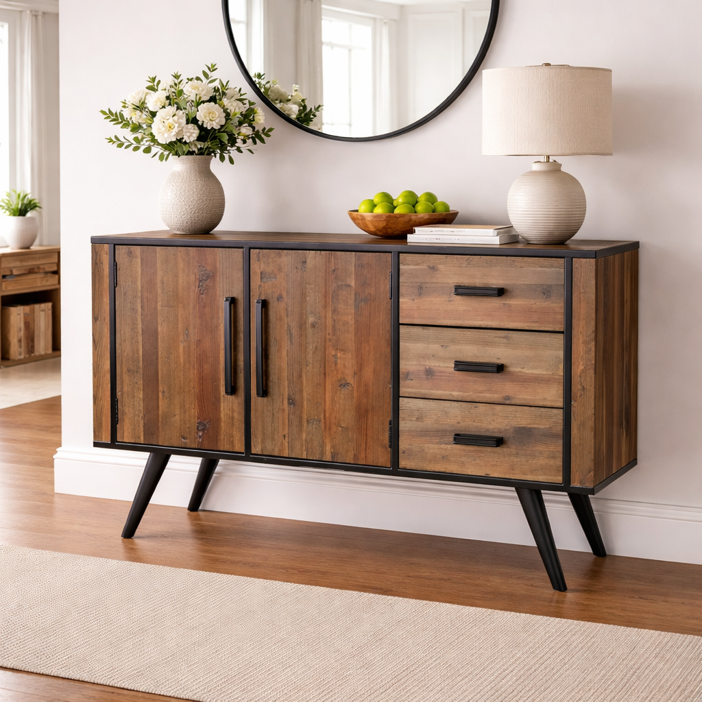 MF Rio Recycled Timber Metal Legs 2 Door 3 Drawer Sideboard